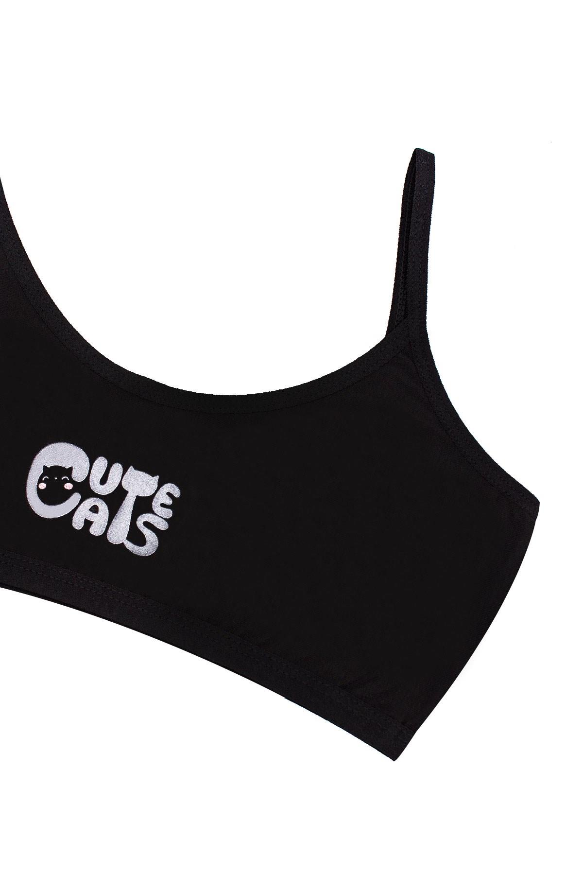 Öts Kız Çocuk Büstiyer 3'lü Baskılı Pedsiz (%96 Pamuk - %4 Elastan)