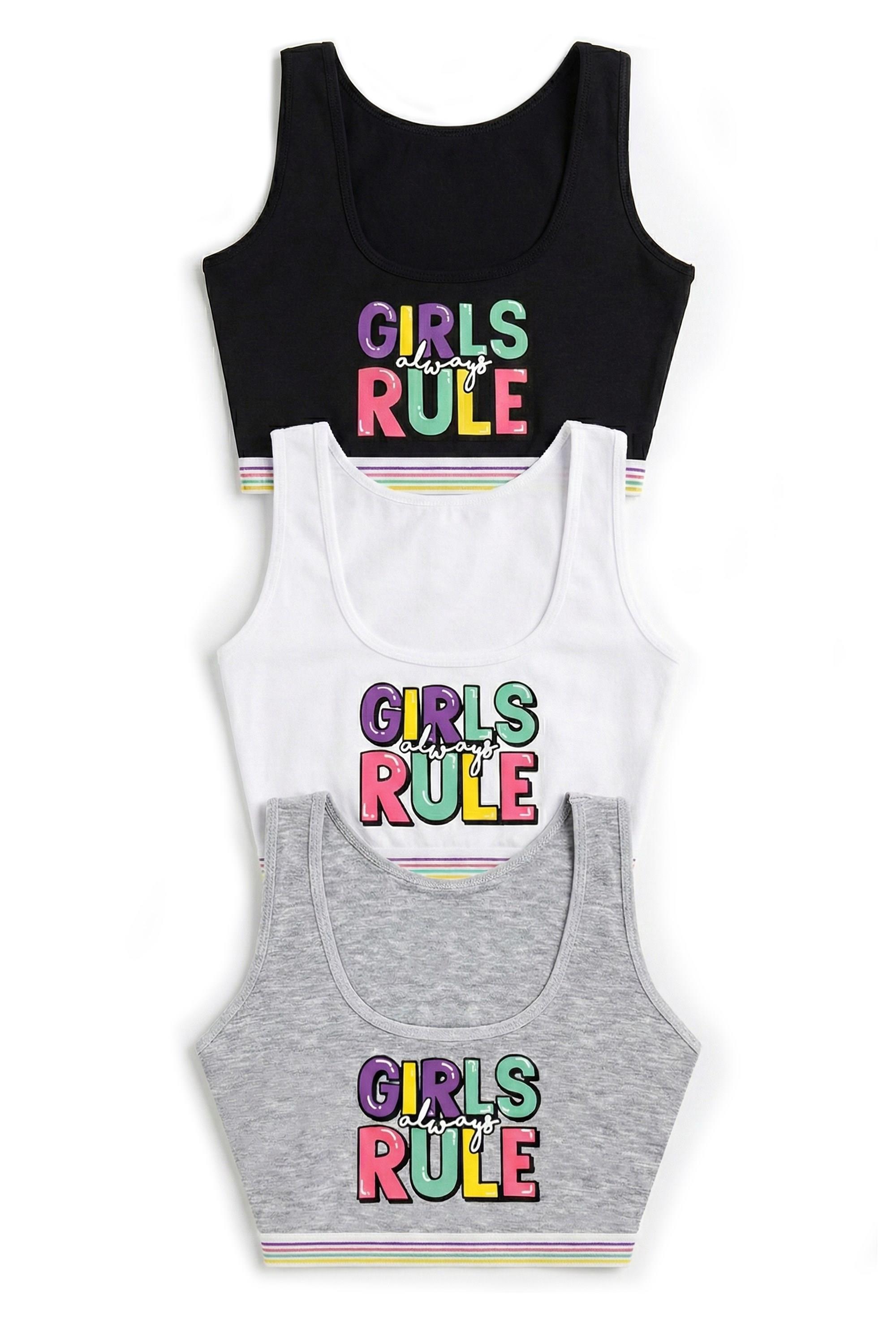 Öts Kız Çocuk Büstiyer 3'lü Kalın Askılı Pamuklu Yarım Atlet Alıştırma Sütyeni (%96 Pamuk %4 Elastan