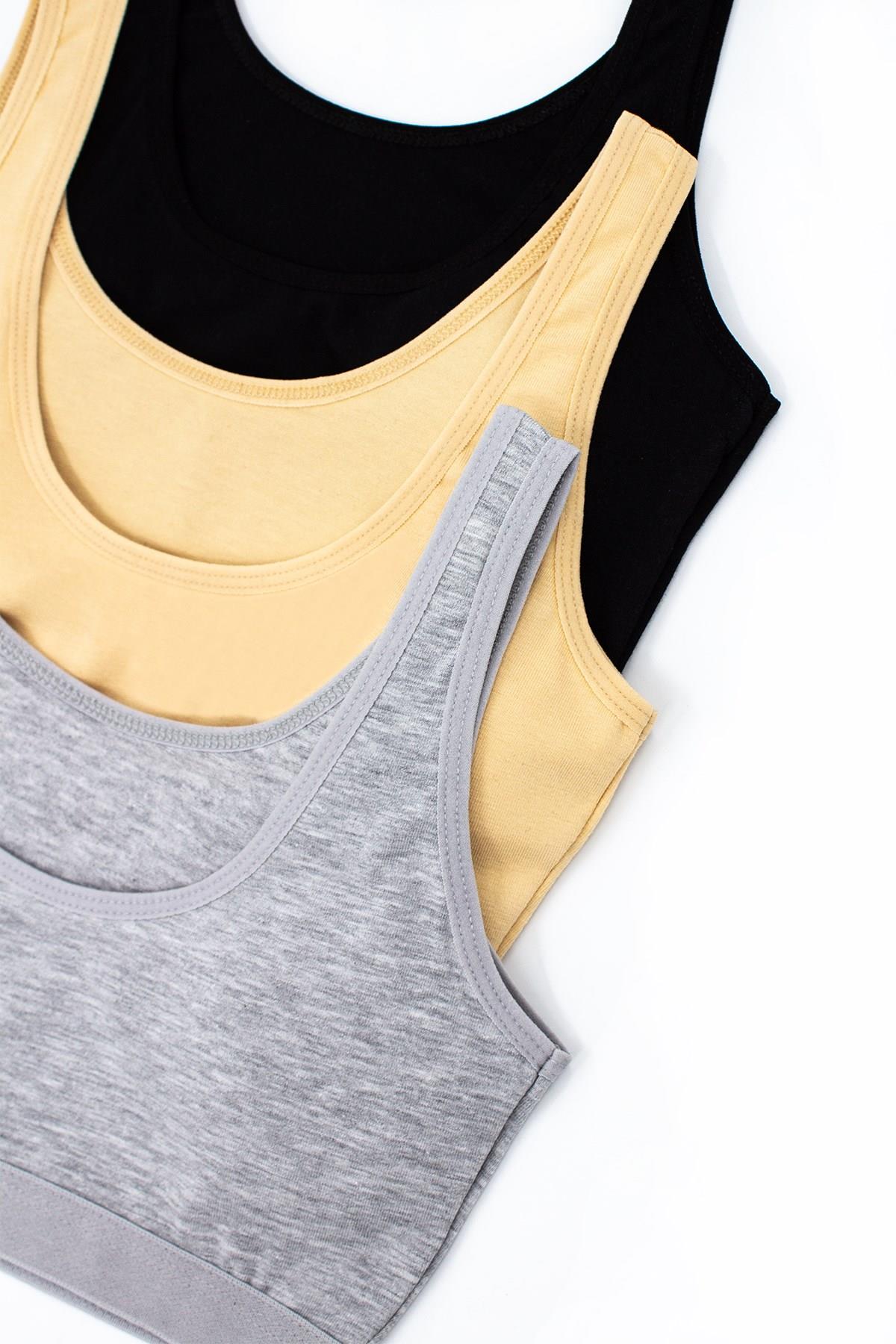 Öts Kız Çocuk Büstiyer 3'lü Kalın Askılı Pedli (%96 Pamuk - %4 Elastan)