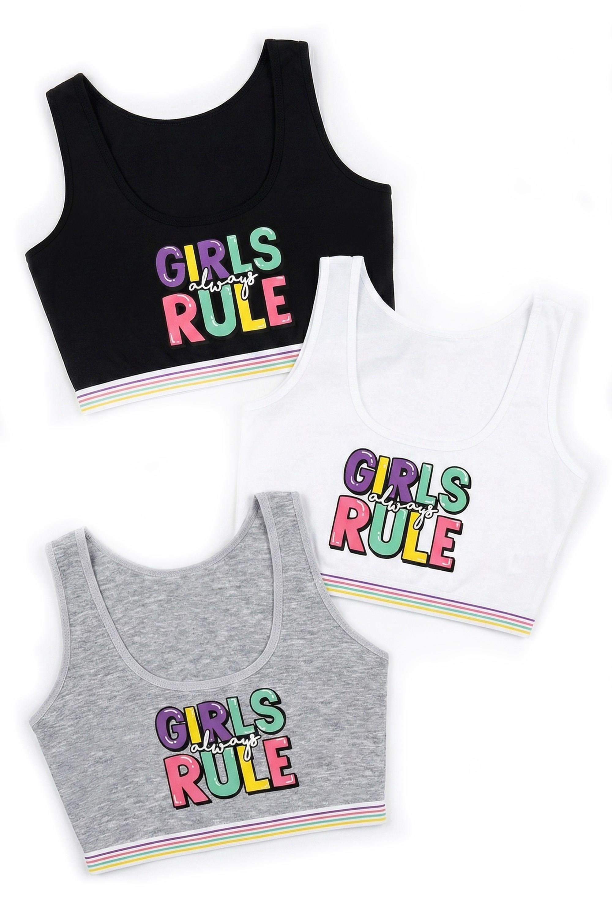 Öts Kız Çocuk Büstiyer 3'lü Kalın Askılı Pamuklu Yarım Atlet Alıştırma Sütyeni (%96 Pamuk %4 Elastan