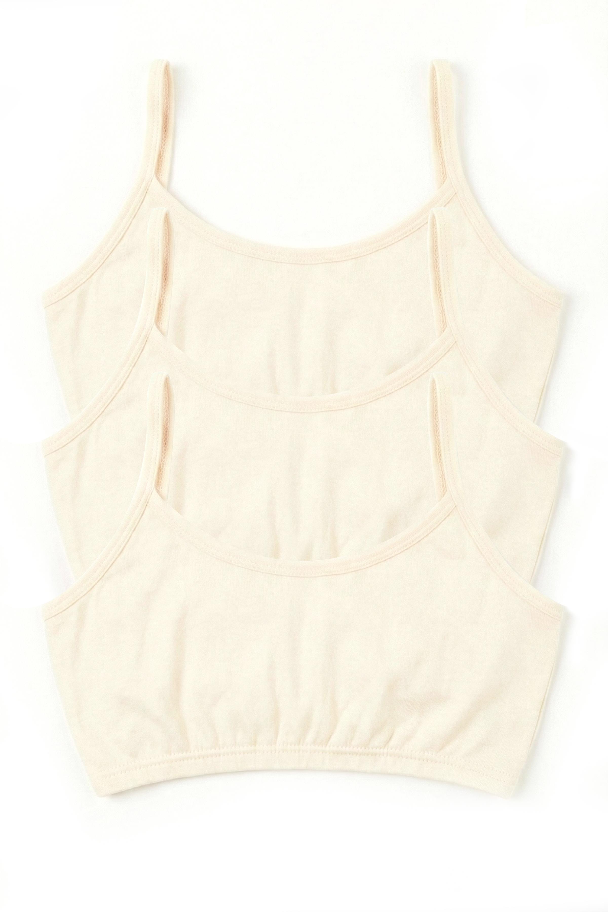 Öts Kız Çocuk Büstiyer 3'lü Pedsiz İp Askılı (%96 Pamuk - %4 Elastan)