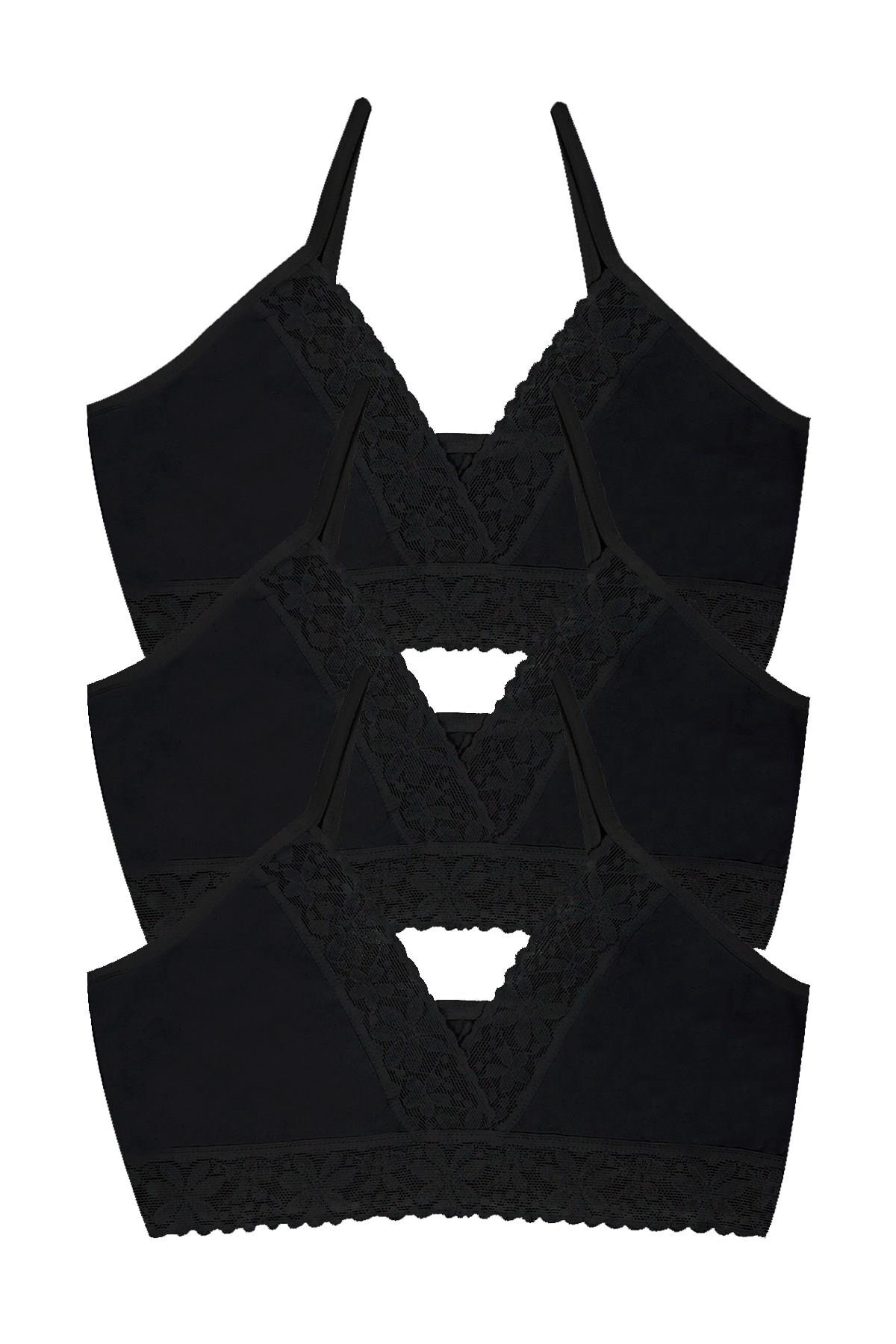 Öts Kız Çocuk Büstiyer 3'lü Pedsiz V Yaka (%96 Pamuk - %4 Elastan)