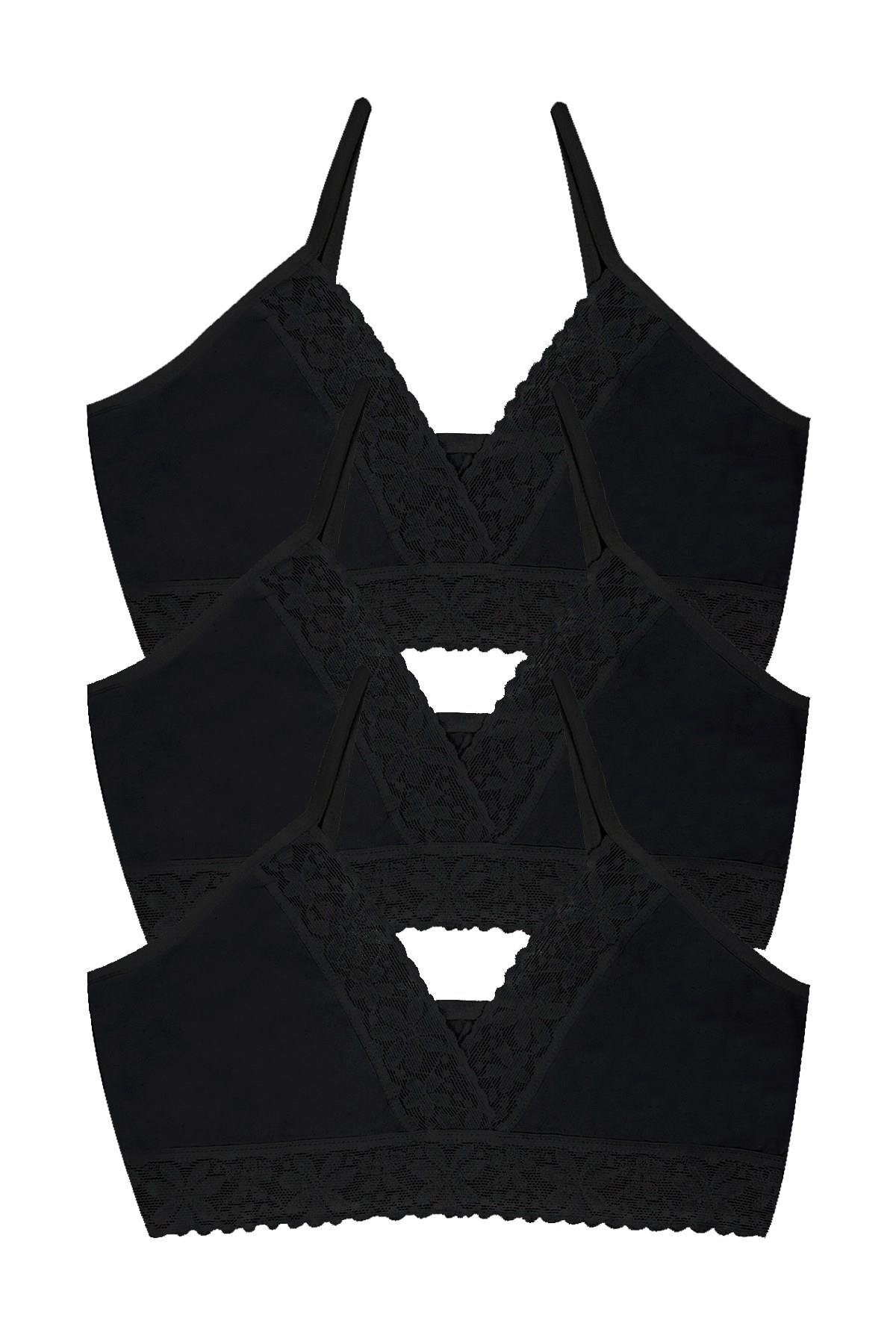 Öts Kız Çocuk Büstiyer 3'lü Pedsiz V Yaka (%96 Pamuk - %4 Elastan)