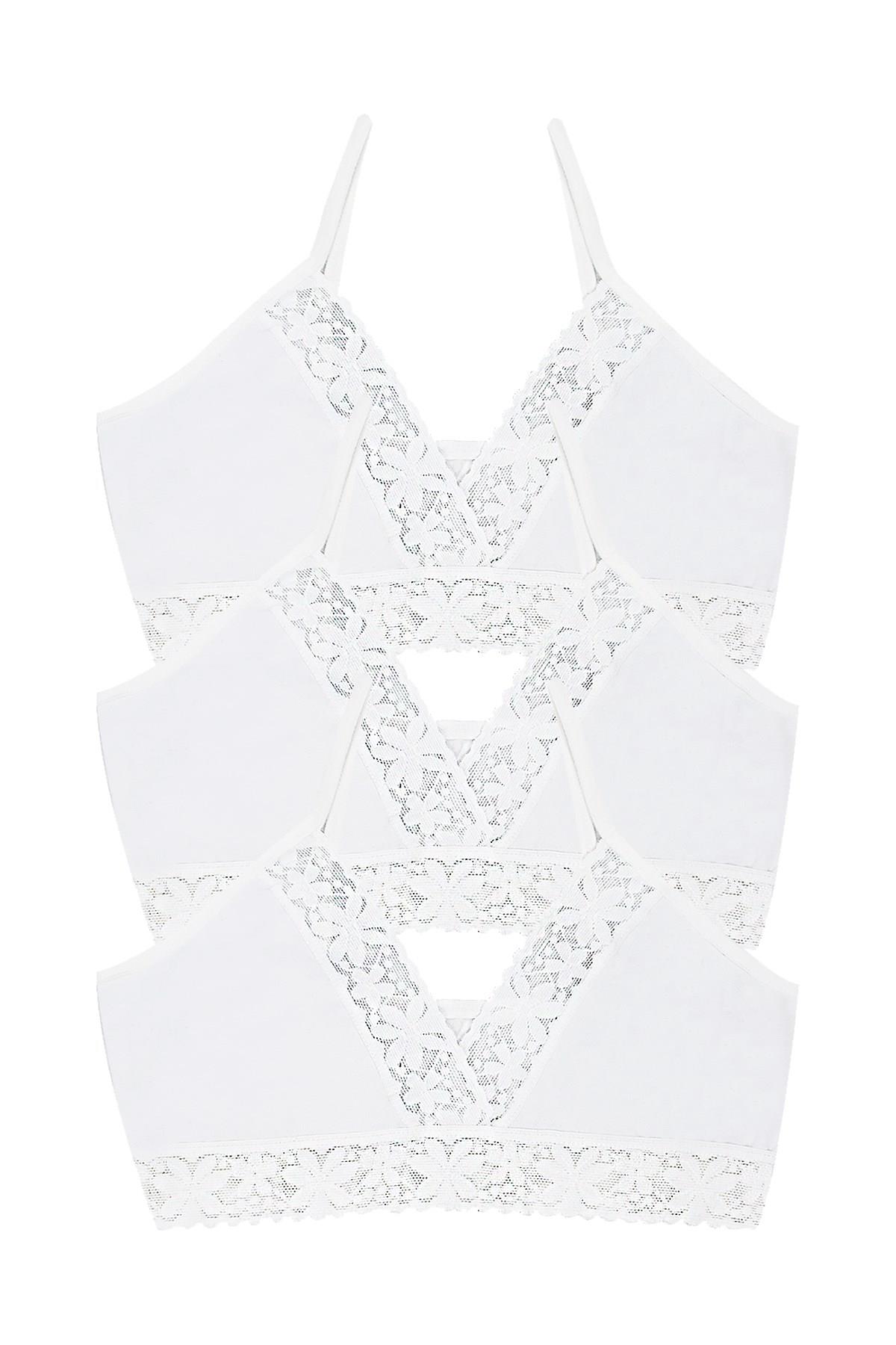 Öts Kız Çocuk Büstiyer 3'lü Pedsiz V Yaka (%96 Pamuk - %4 Elastan)