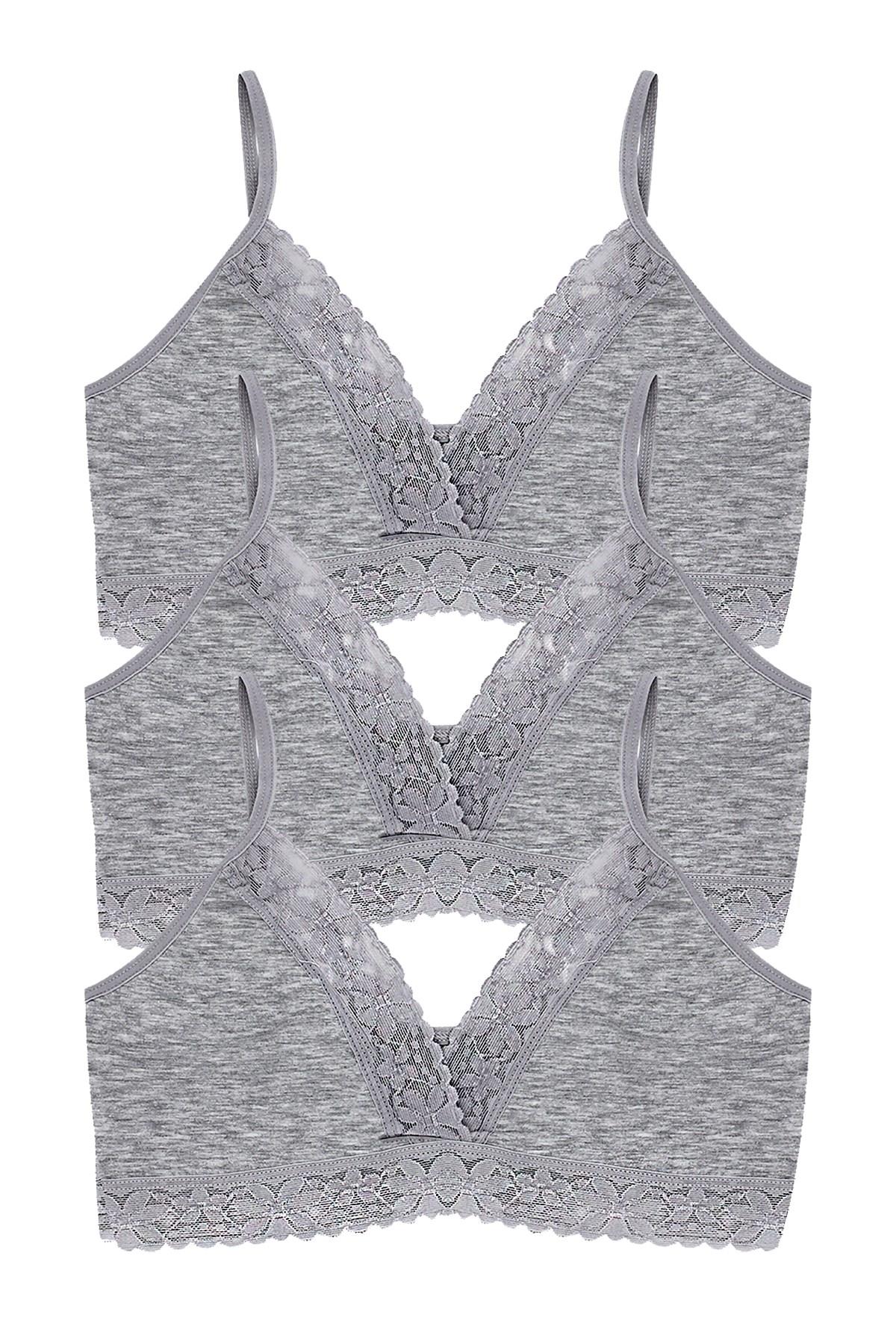 Öts Kız Çocuk Büstiyer 3'lü Pedsiz V Yaka (%96 Pamuk - %4 Elastan)