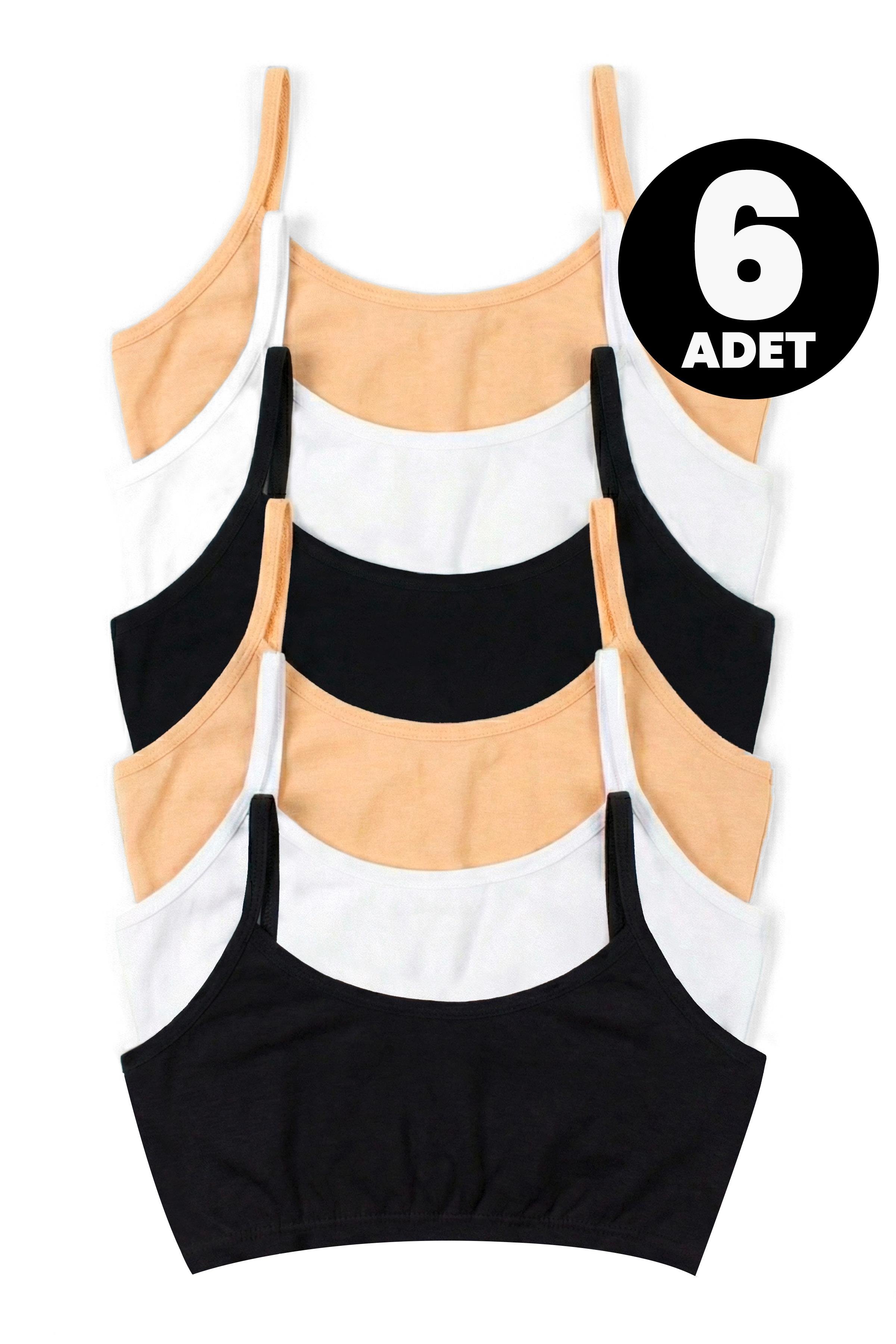 Öts Kız Çocuk Büstiyer 6'lı Pedsiz İp Askılı (%96 Pamuk - %4 Elastan)