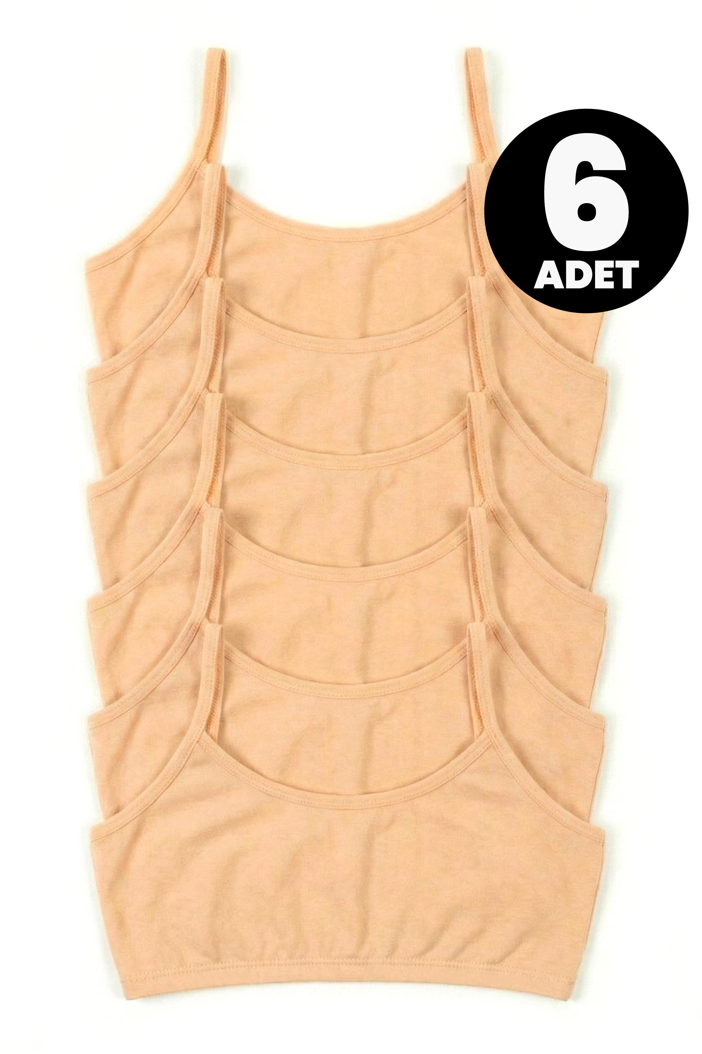 Öts Kız Çocuk Büstiyer 6'lı Pedsiz İp Askılı (%96 Pamuk - %4 Elastan)