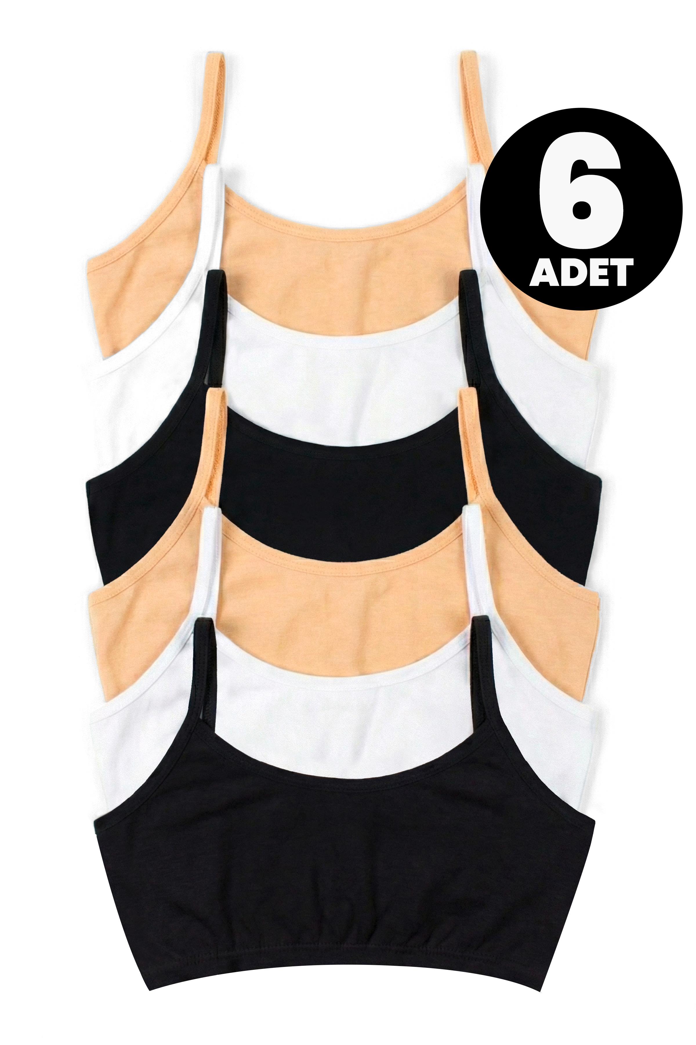Öts Kız Çocuk Büstiyer 6'lı Pedsiz İp Askılı (%96 Pamuk - %4 Elastan)