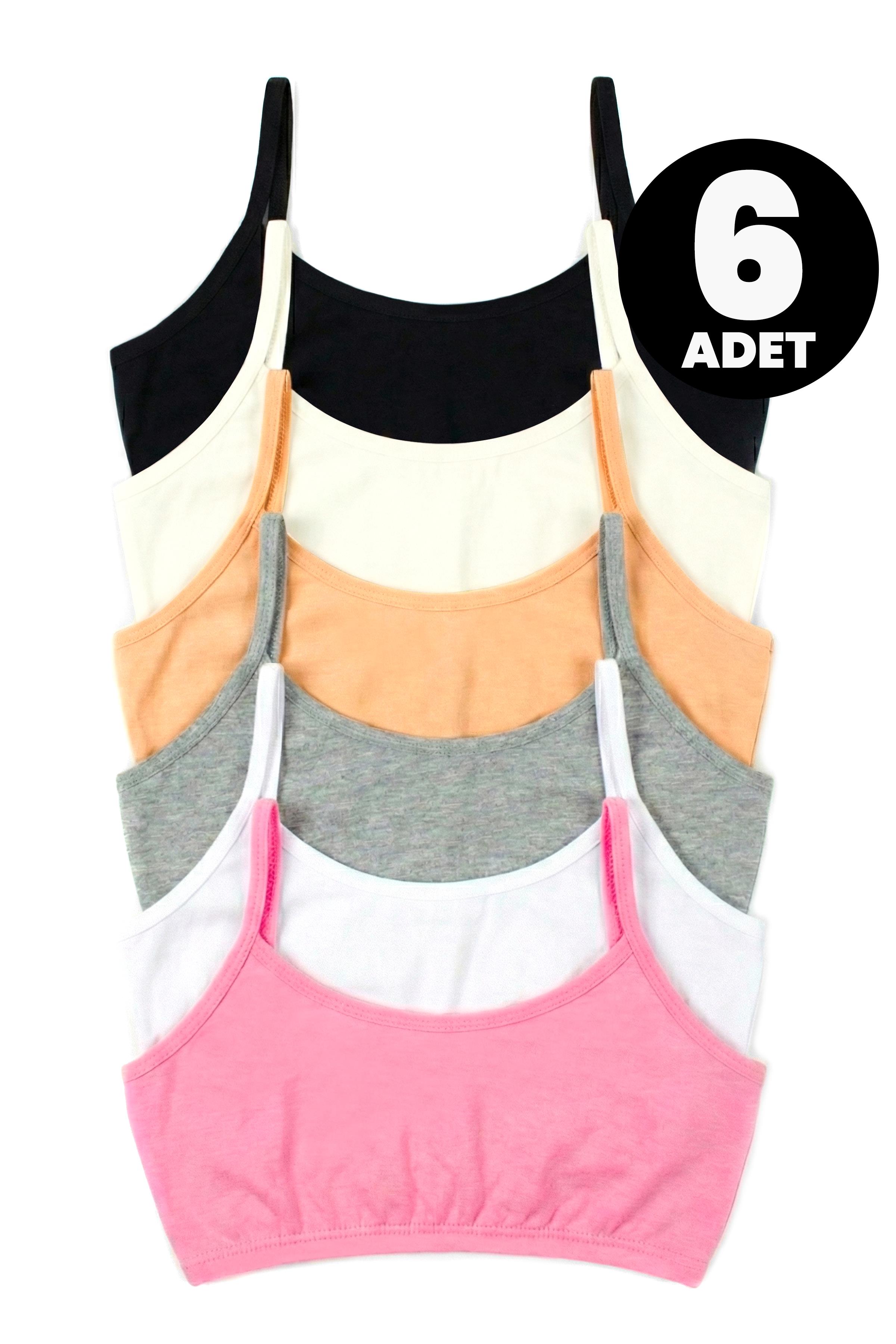 Öts Kız Çocuk Büstiyer 6'lı Pedsiz İp Askılı (%96 Pamuk - %4 Elastan)