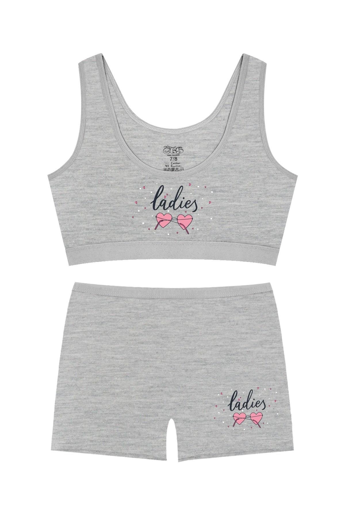 Öts Kız Çocuk Bustiyer Şort Likralı Gri Ladies (%96 Pamuk - %4 Elastan)