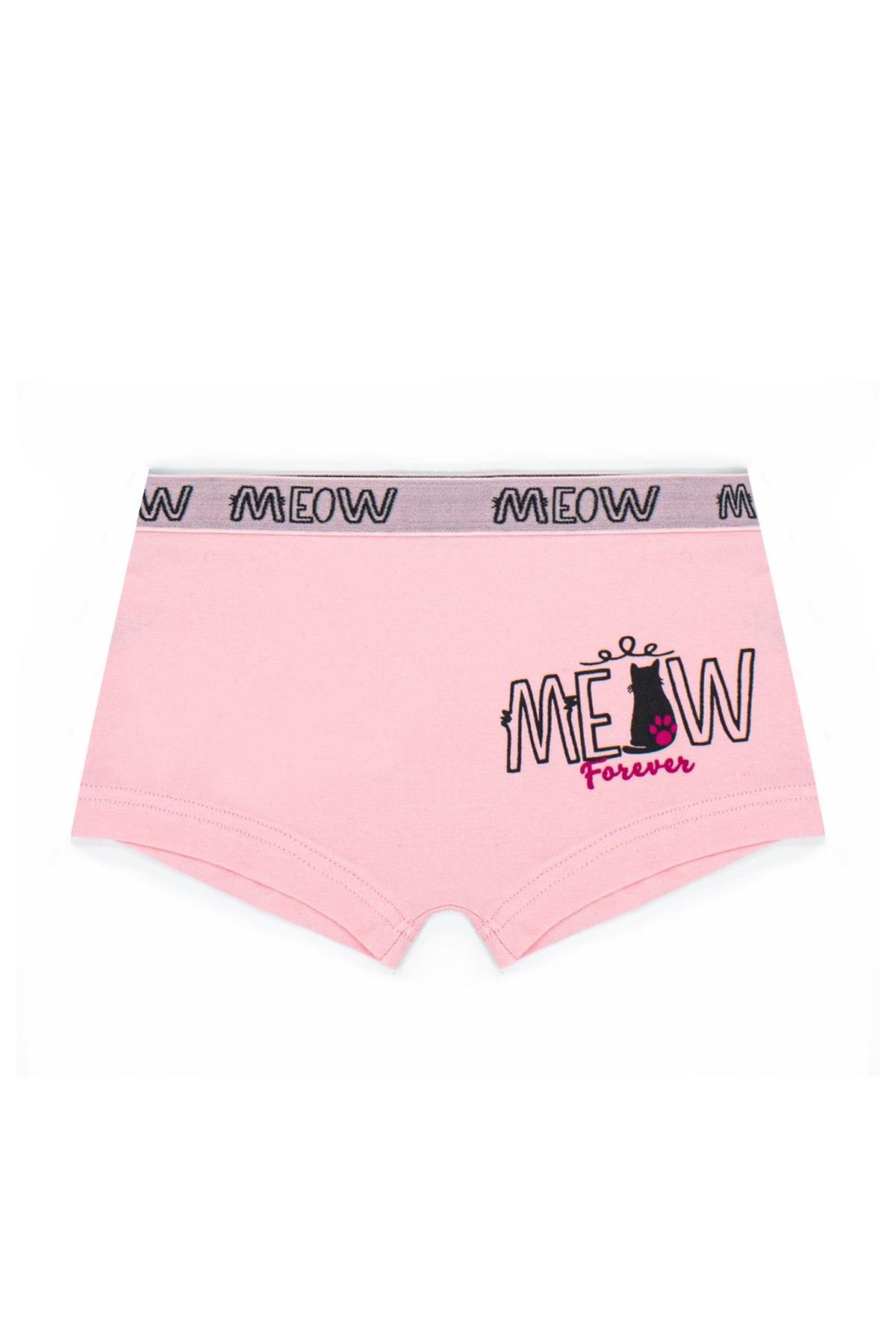 Öts Kız Çocuk Bustiyer Şort Likralı Pembe Meow (%96 Pamuk - %4 Elastan)