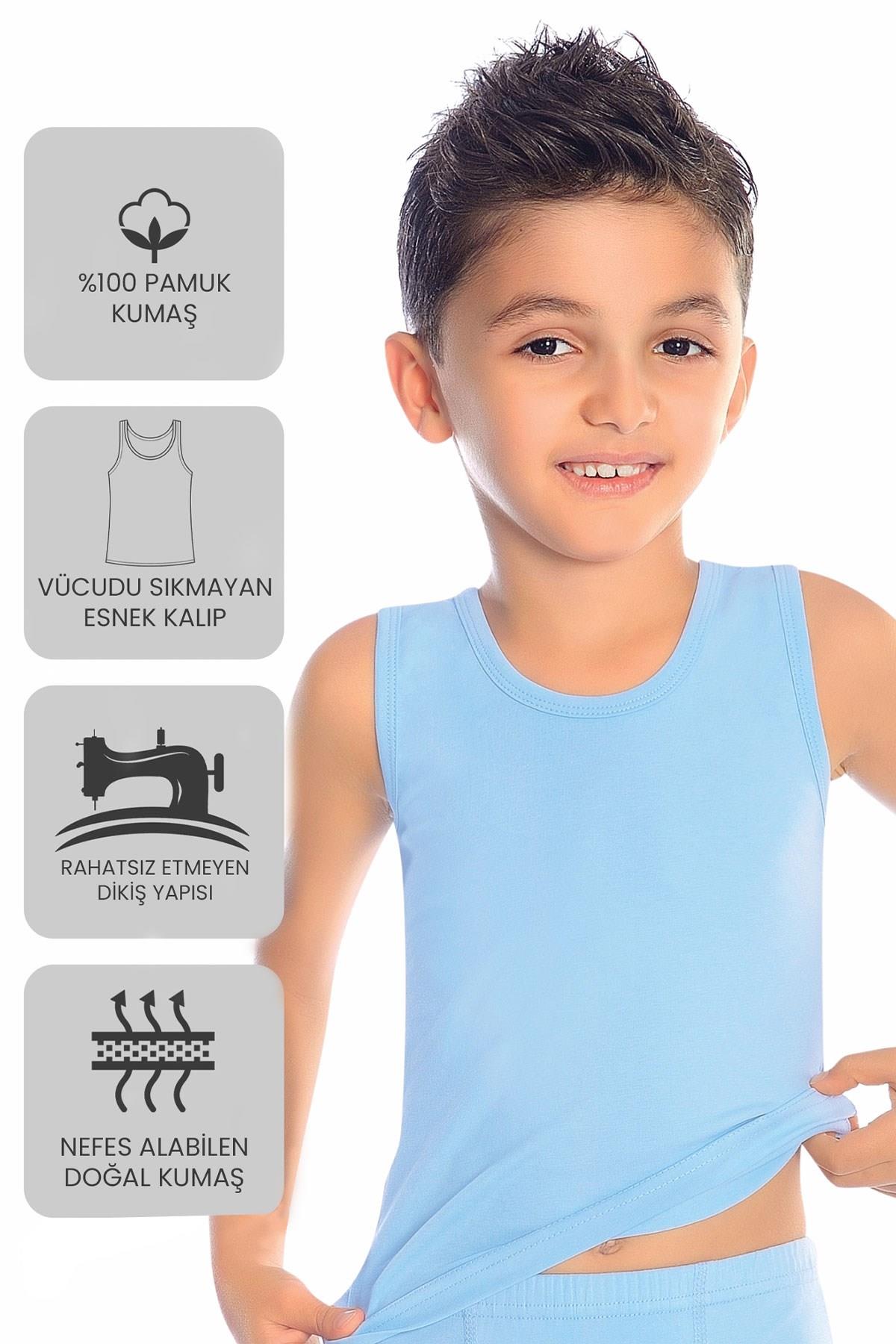 Öts Premium 5’li Erkek Çocuk Atlet - Hediye Kutulu %100 Pamuk, Rahat Kalıp, Etiketsiz Çocuk İç Giyim