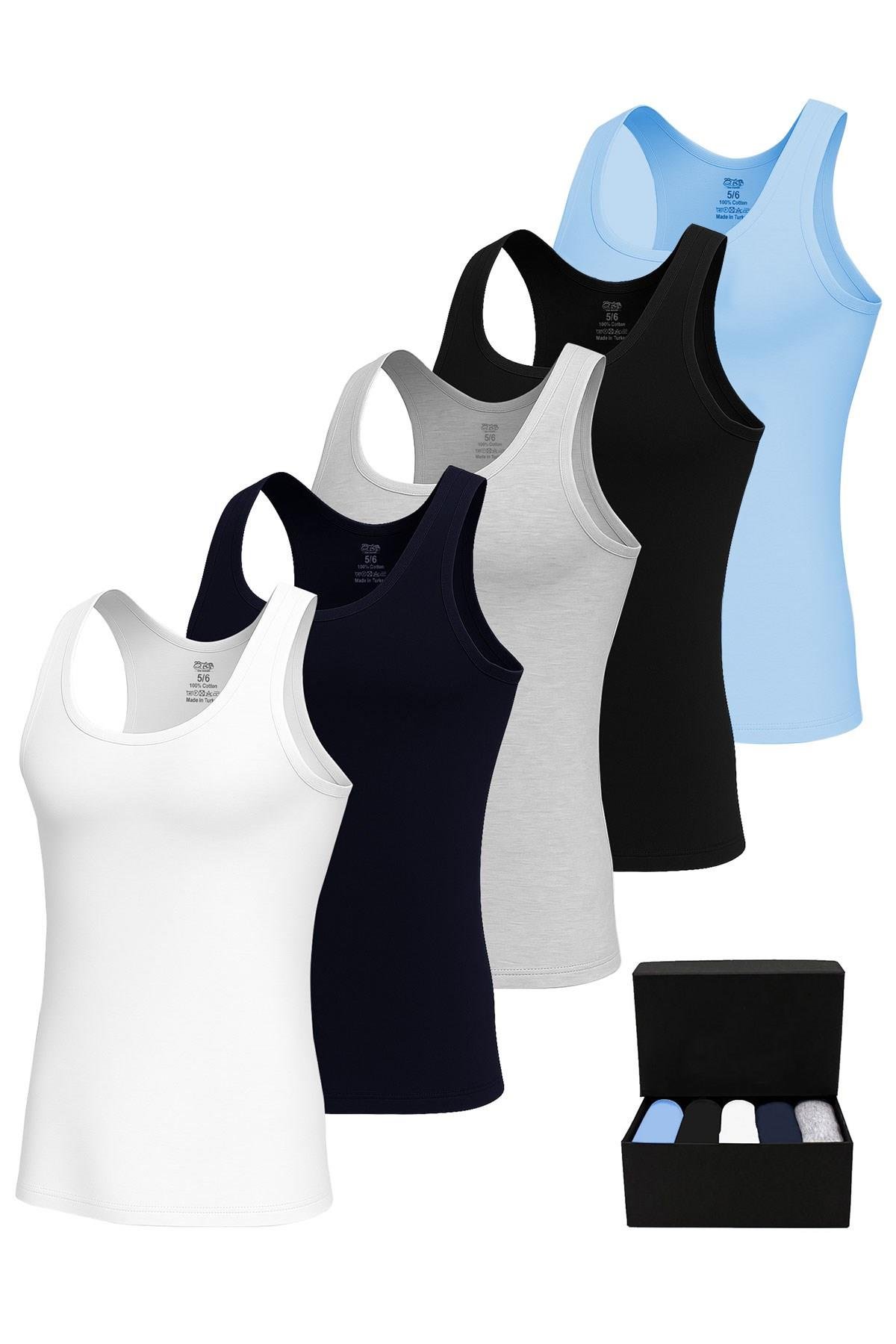 Öts Premium 5’li Erkek Çocuk Atlet - Hediye Kutulu %100 Pamuk, Rahat Kalıp, Etiketsiz Çocuk İç Giyim