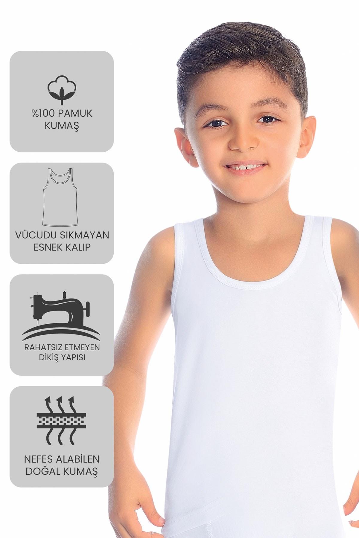 Öts Premium 5’li Erkek Çocuk Atlet - Hediye Kutulu %100 Pamuk, Rahat Kalıp, Etiketsiz Çocuk İç Giyim