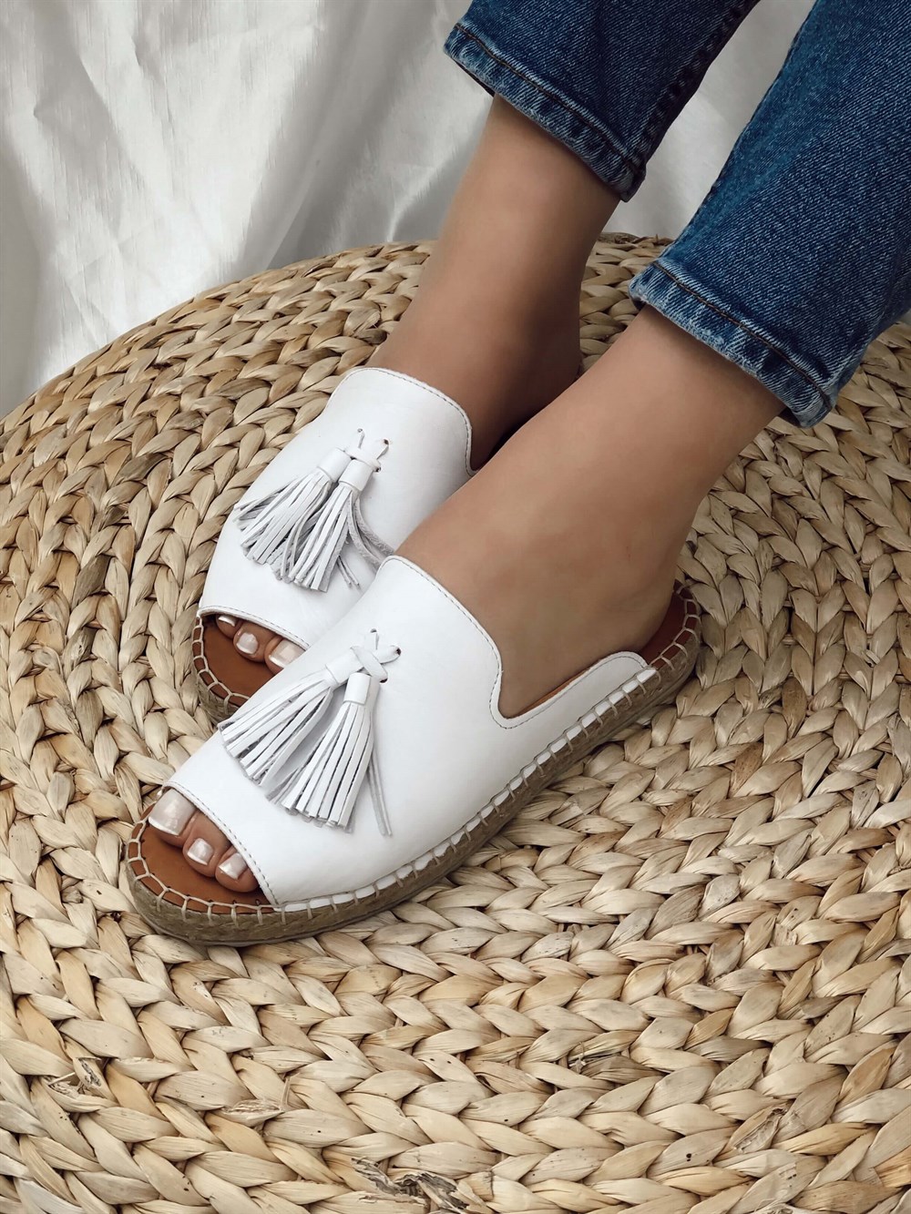 Gigi Model Espadril Terlik Beyaz