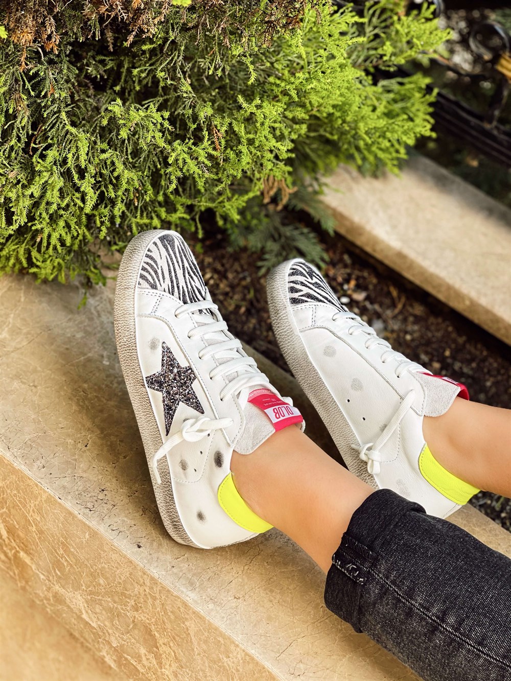 S-Star Model Deri Spor Ayakkabı Zebra-Neon