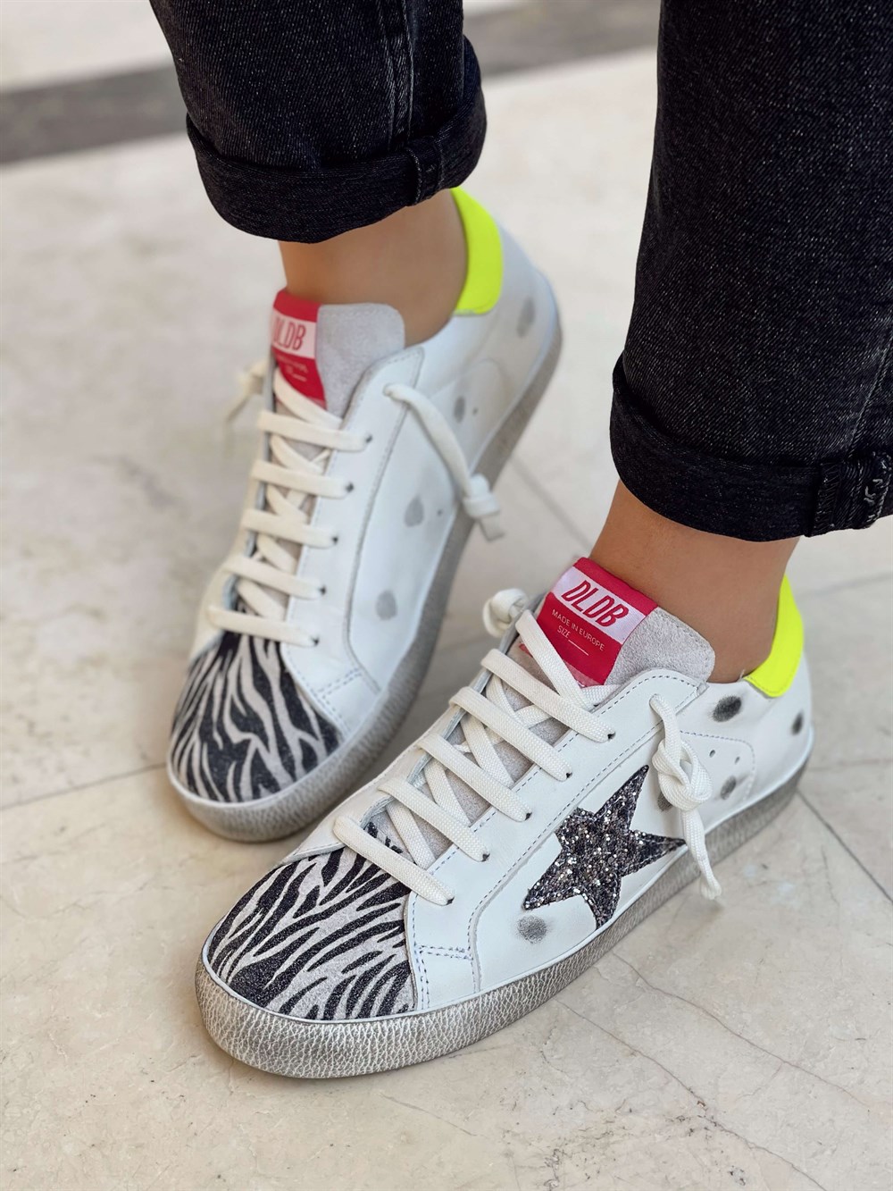 S-Star Model Deri Spor Ayakkabı Zebra-Neon
