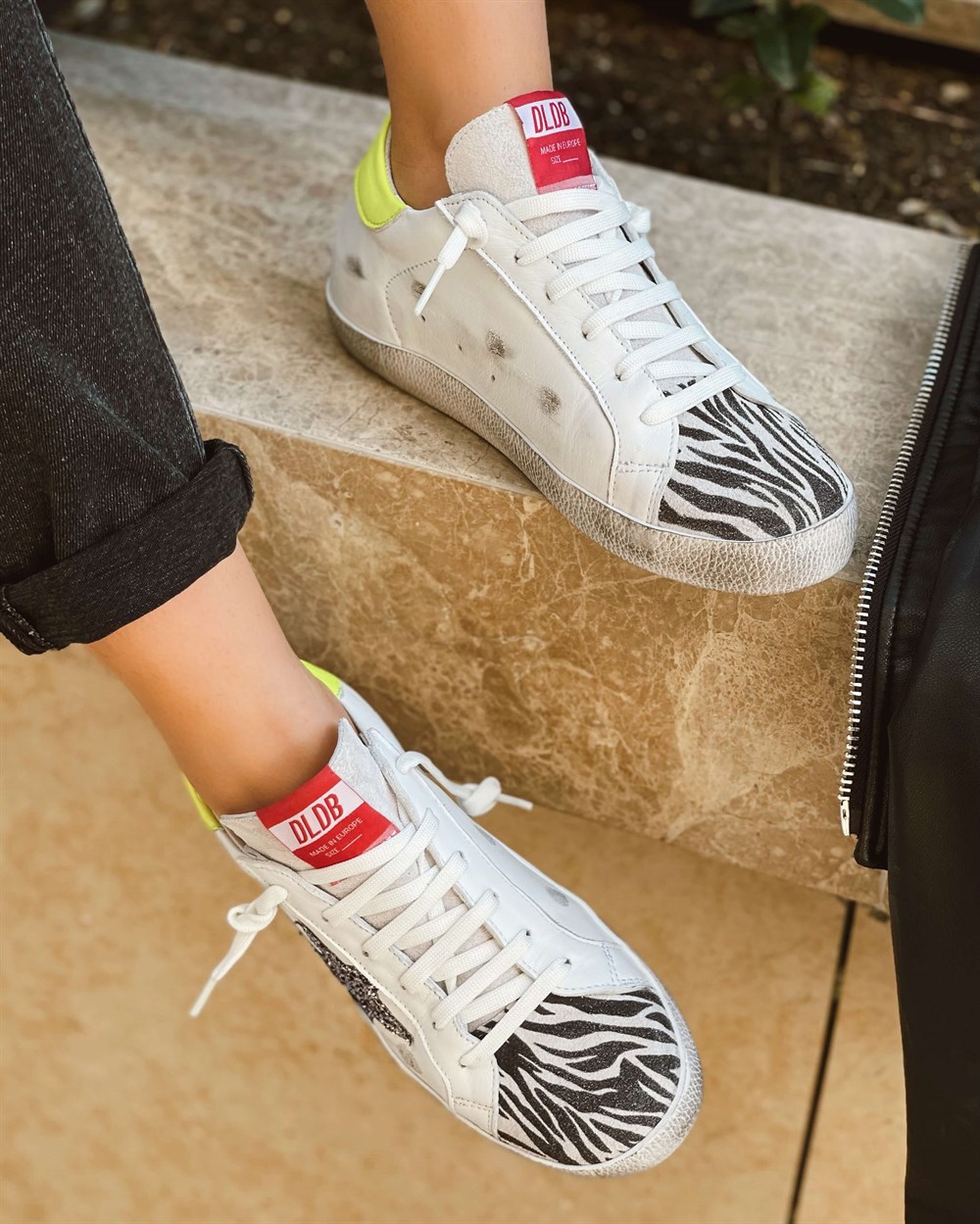 S-Star Model Deri Spor Ayakkabı Zebra-Neon