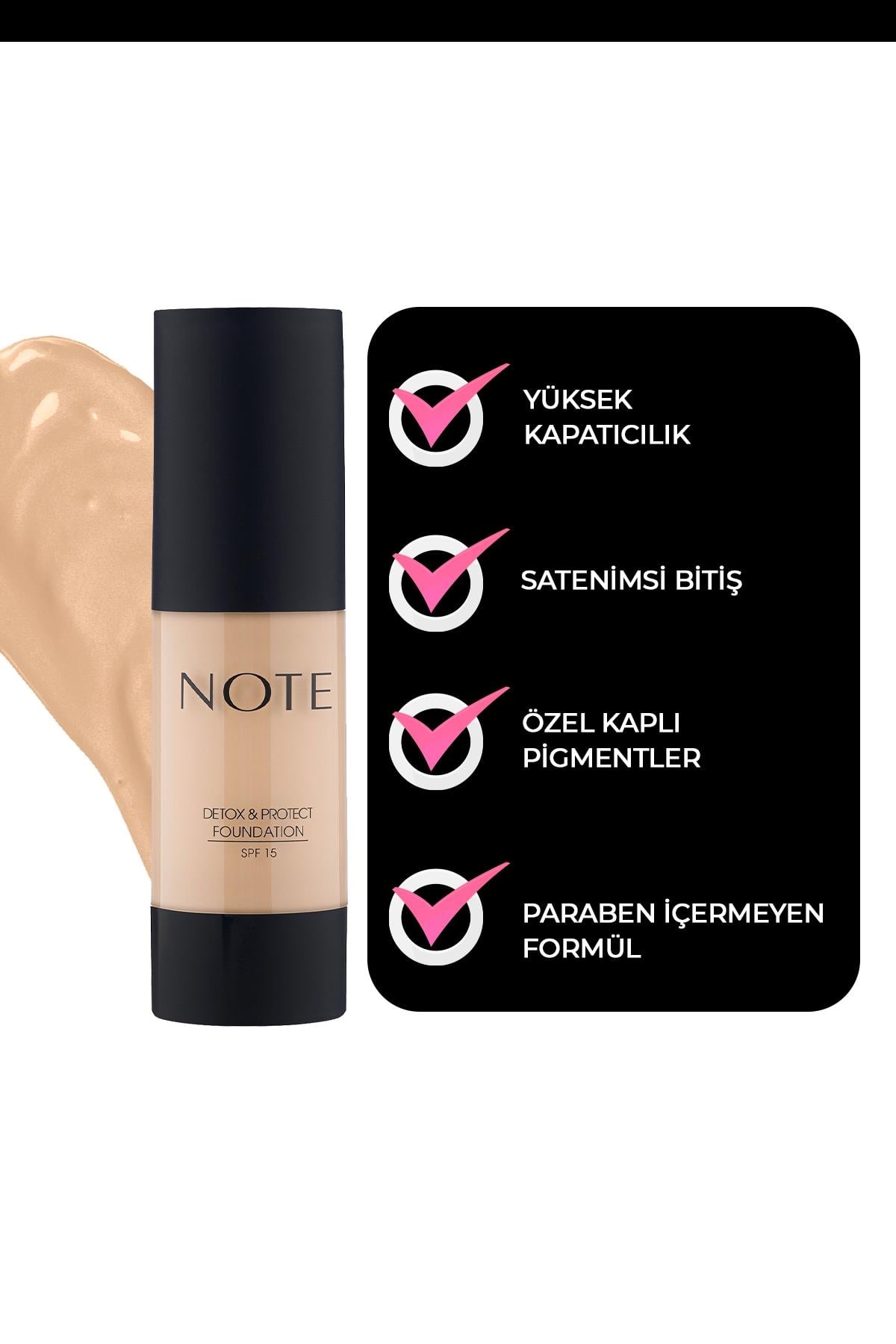 Note Detox & Protect Canlandırıcı Etkili SPF 15 Kapatıcı Fondöten 08 Sunny-007.1336