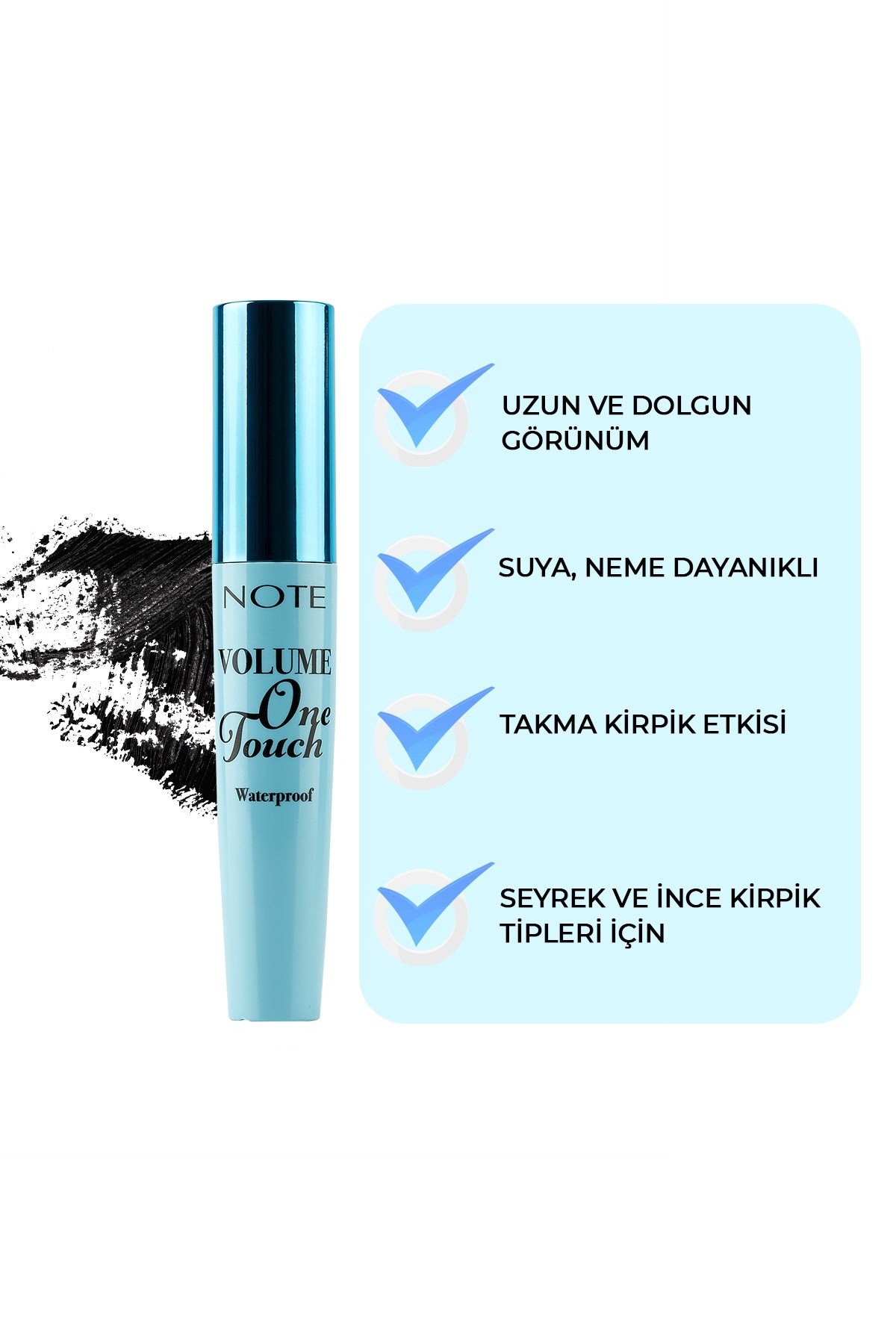 Note One Touch Maskara Suya Dayanıklı - Water Proof-007.1763