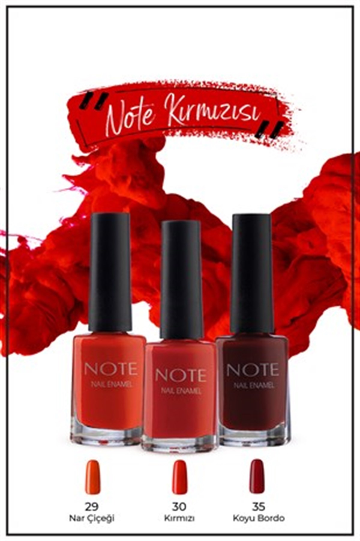 Note Nail Enamel Kırmızı 3'lü Paket Oje Seti - 29 30 35-007.1885