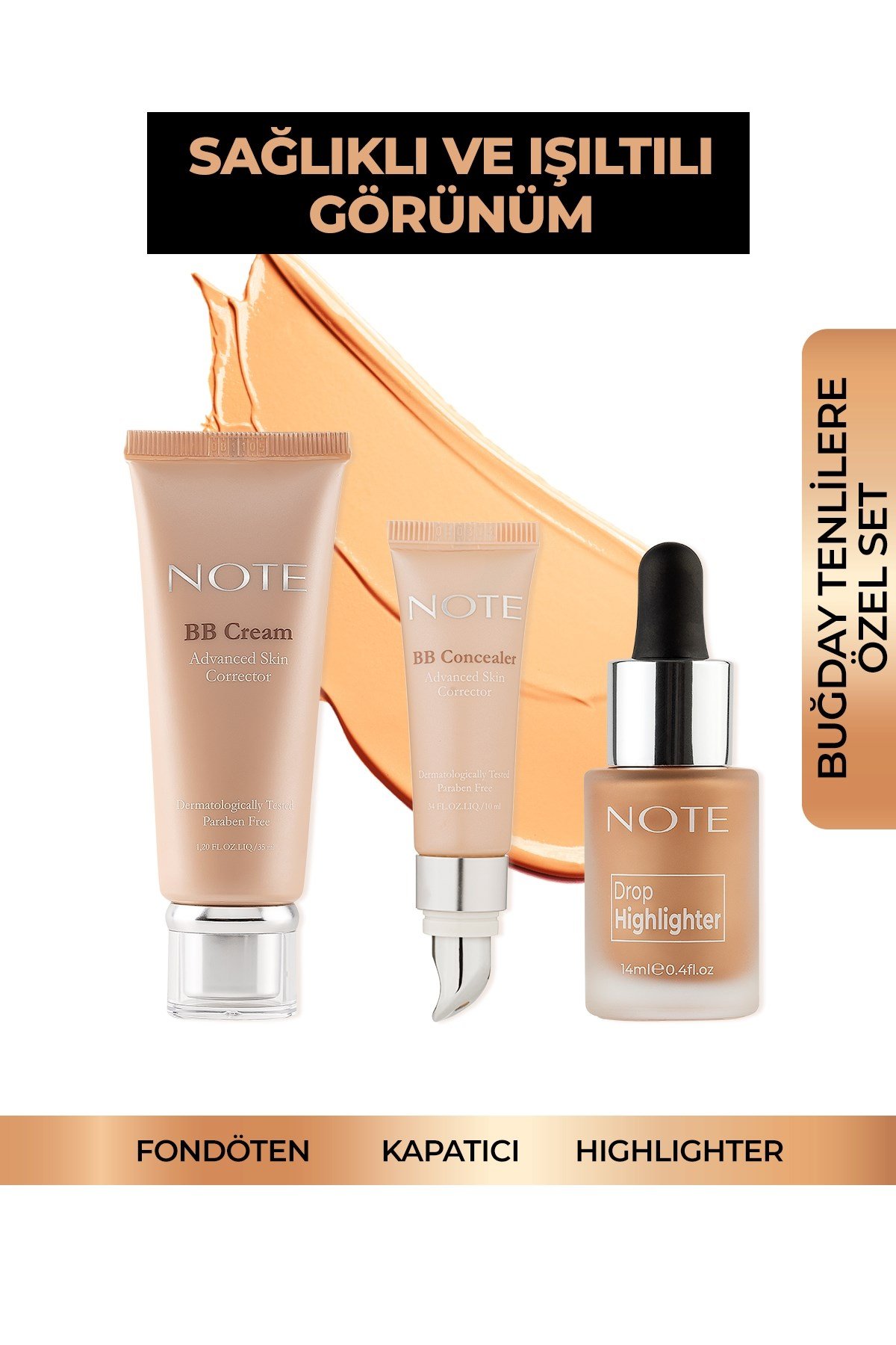 Note BB Krem 01, BB Concealer 01 ve Drop Highlighter 02 - BB Buğday Ten Makyaj Seti-007.2084