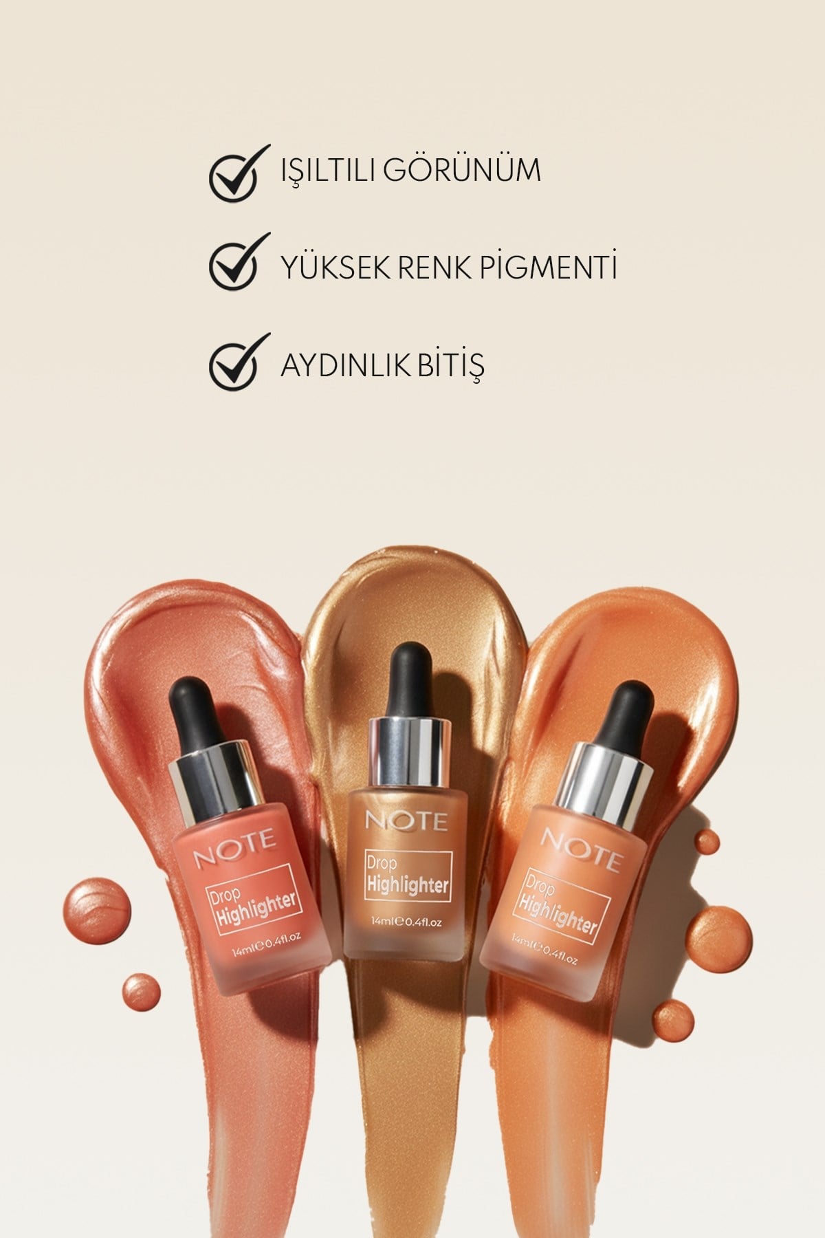 Note Drop Highlighter 02 Charming Desert Işıltılı Likit Aydınlatıcı-30110565