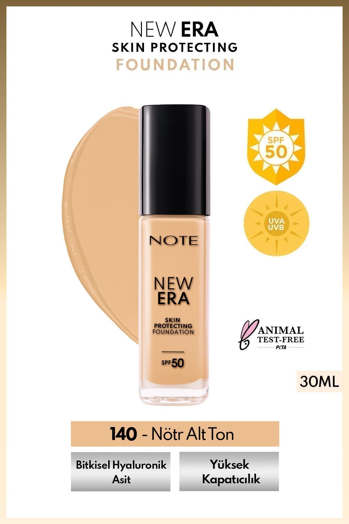 Note New Era Skin Protecting 140 Nemlendirici Etkili SPF 50 Hyaluronik Asitli Fondöten-30111304