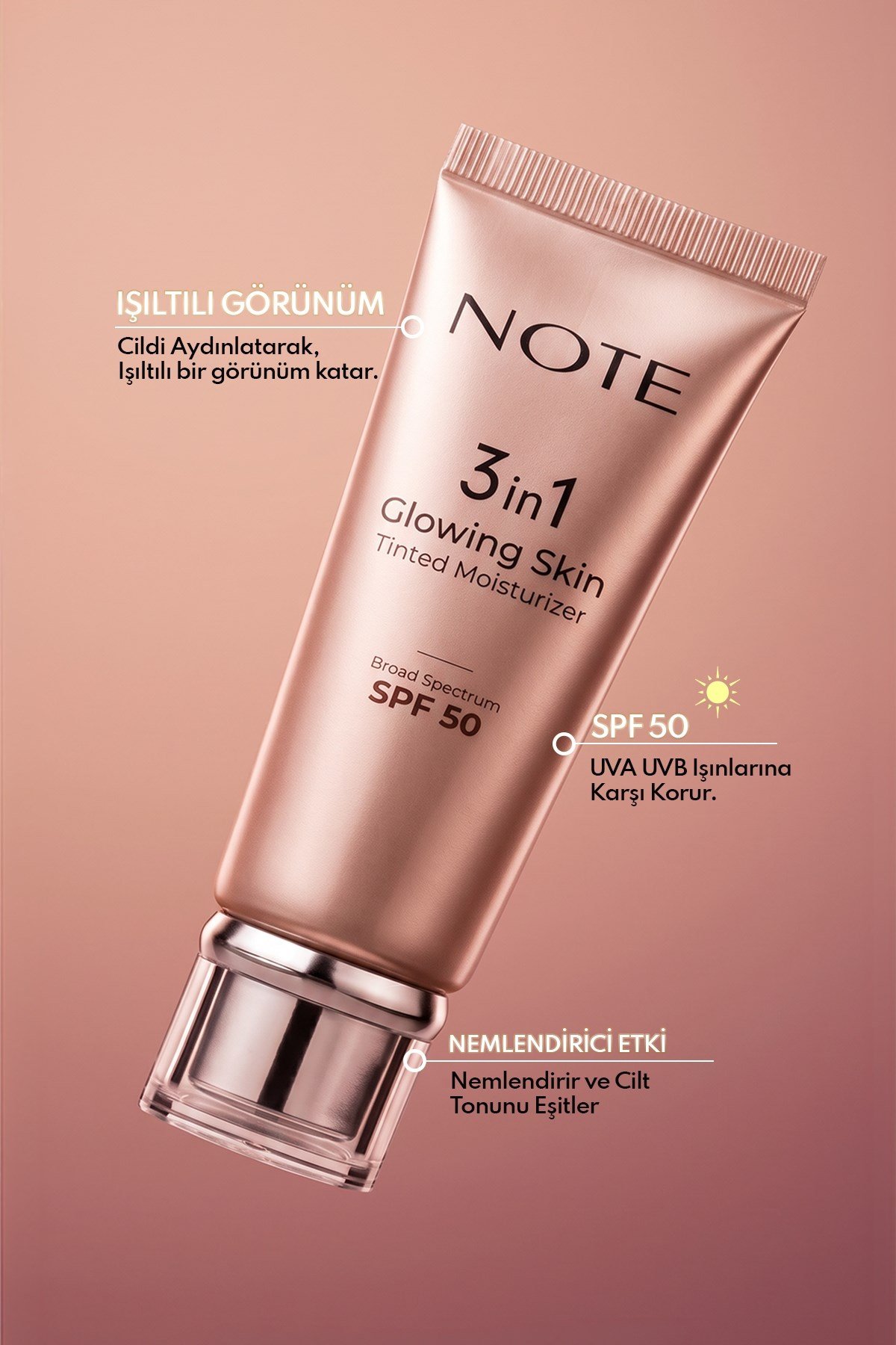 Note 3 in 1 Glowing Skin Tinted Moisturizer 50 SPF Işıltılı Aydınlatıcı Krem-30111400