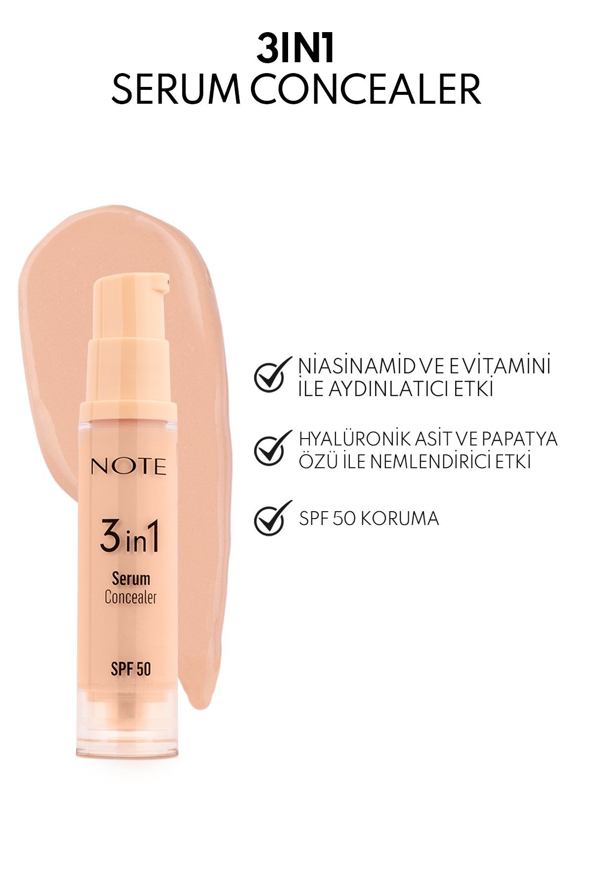 3 in 1 Serum Concealer 00 Light SPF 50 Nemlendirici ve Aydınlatıcı Göz Altı Kapatıcısı-30111472
