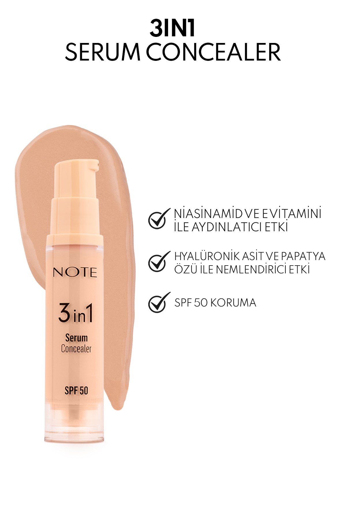 3 in 1 Serum Concealer 10 Medium SPF 50 Nemlendirici ve Aydınlatıcı Göz Altı Kapatıcısı-30111473