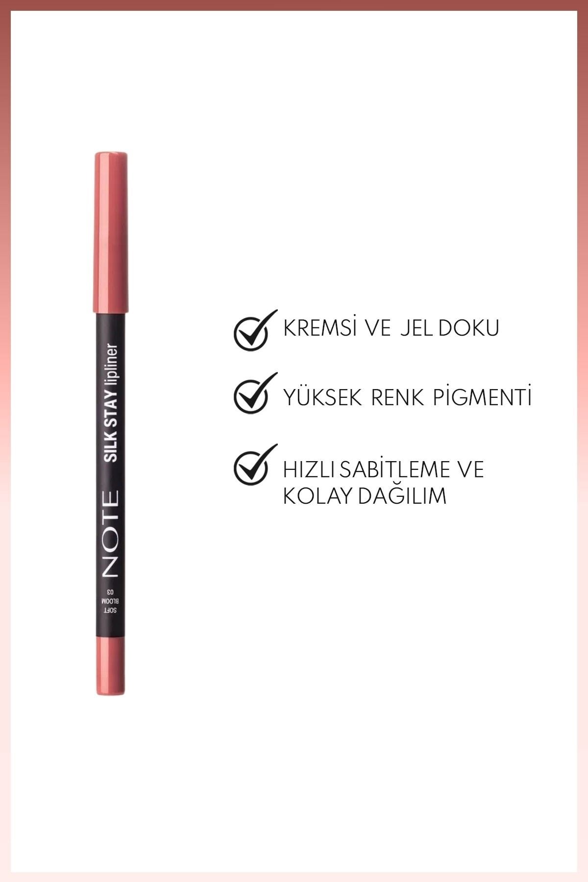 Note Silk Stay Lipliner 03 Soft Bloom Suya Dayanıklı İpeksi Dudak Kalemi - Nude-30111487
