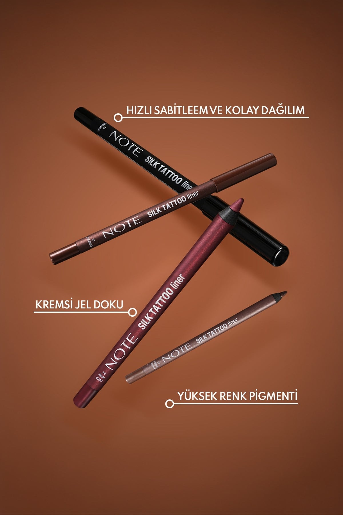 Note Silk Tattoo Liner 02 Espresso Suya Dayanıklı İpeksi Jel Göz Kalemi - Kahverengi (Işıltılı)-30111492