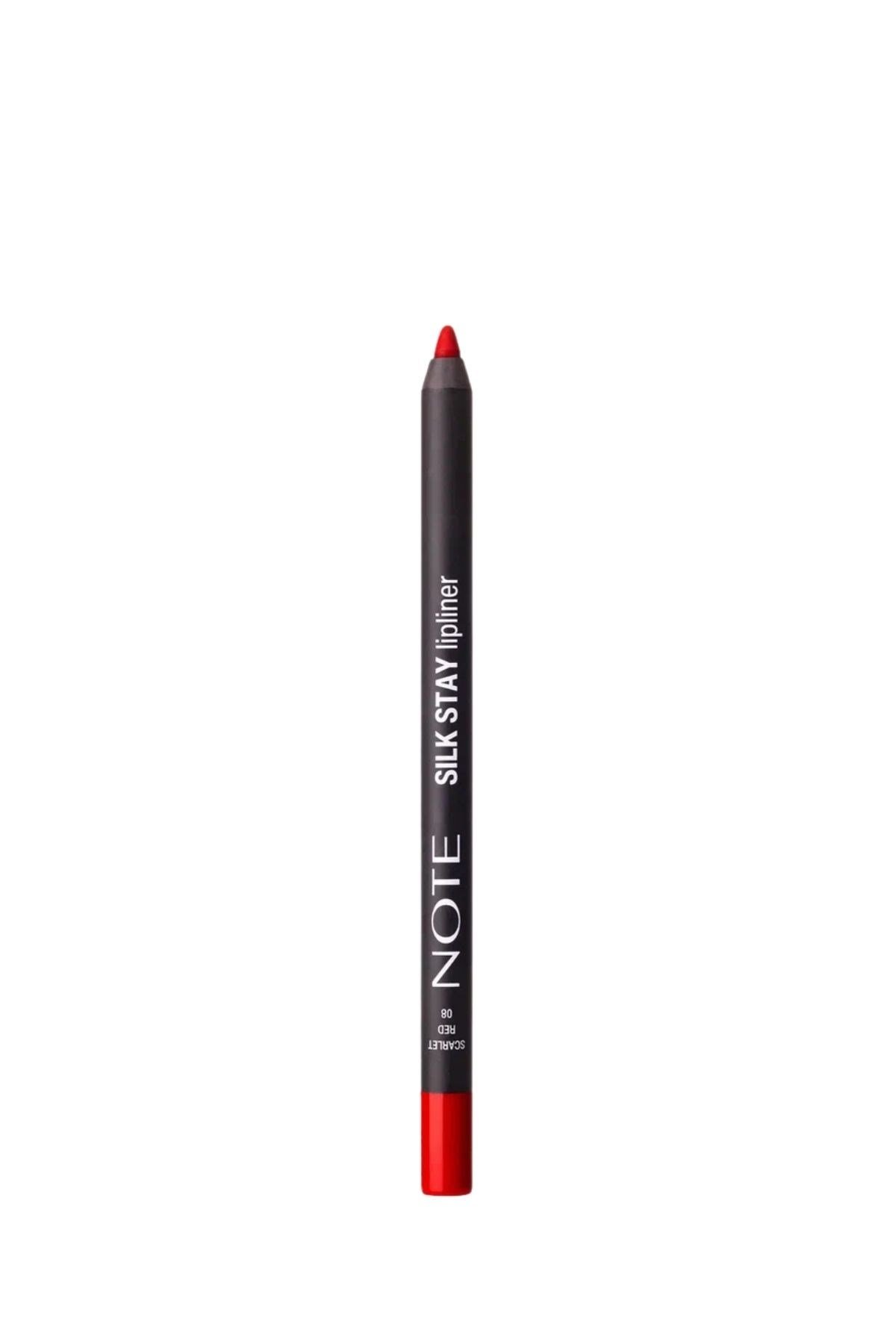 Note Silk Stay Lipliner 08 Scarlet Red Suya Dayanıklı İpeksi Dudak Kalemi - Kırmızı-30111569