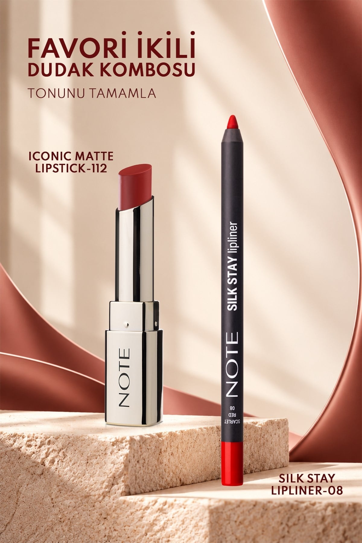 Note Silk Stay Lipliner 08 Scarlet Red Suya Dayanıklı İpeksi Dudak Kalemi - Kırmızı-30111569