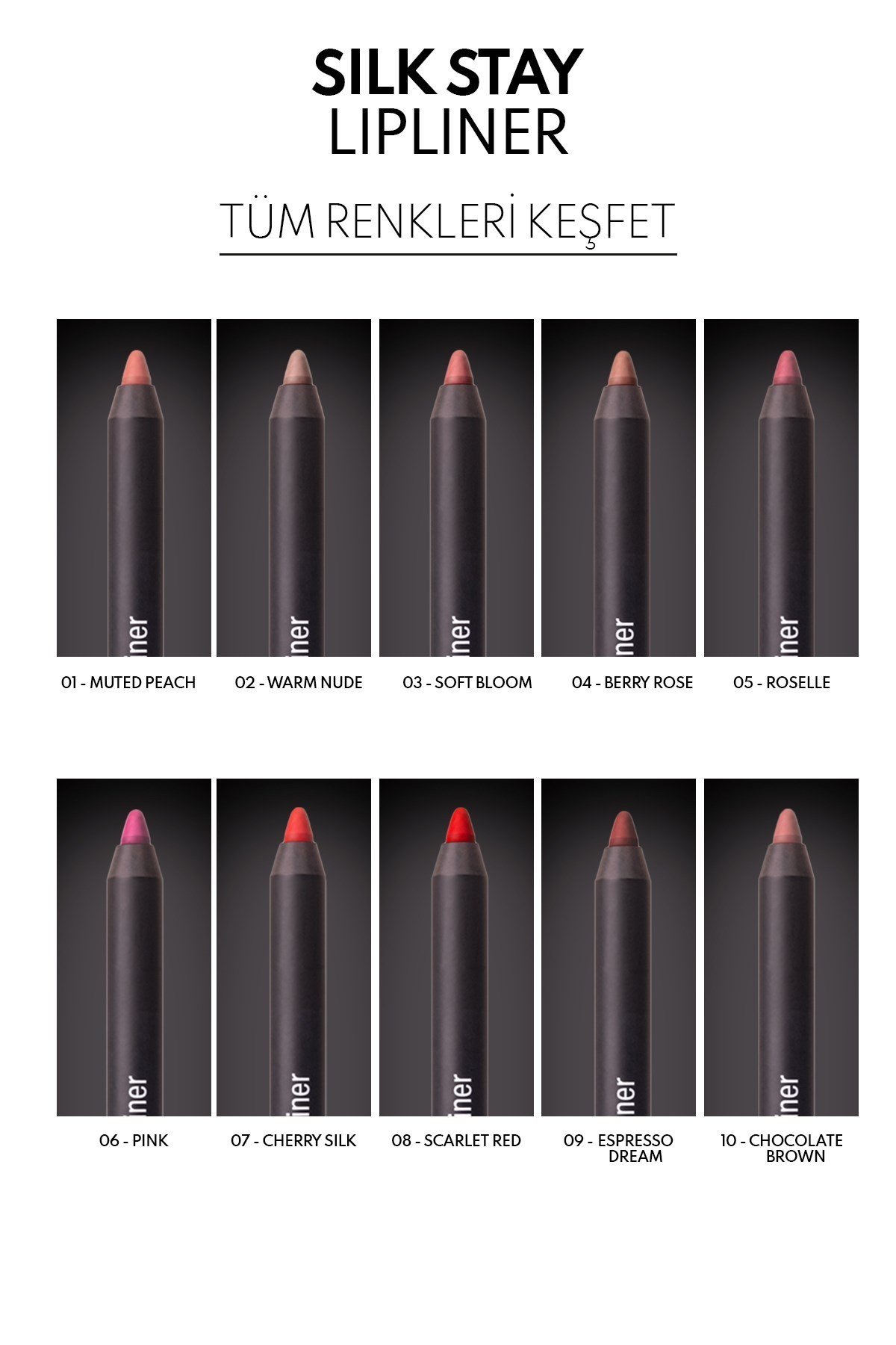 Note Silk Stay Lipliner 08 Scarlet Red Suya Dayanıklı İpeksi Dudak Kalemi - Kırmızı-30111569