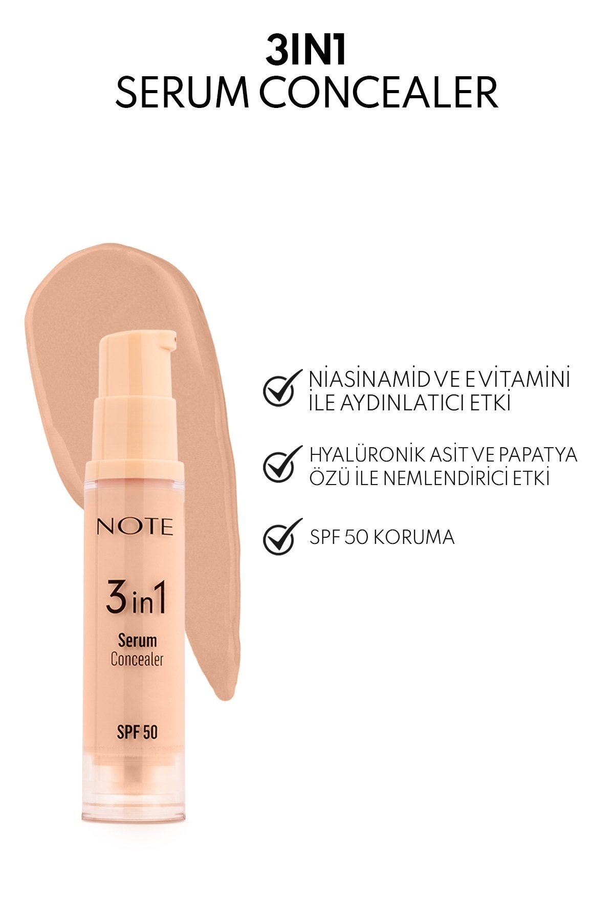 3 in 1 Serum Concealer 20 Medium Beige SPF 50 Nemlendirici ve Aydınlatıcı Göz Altı Kapatıcısı-30111629