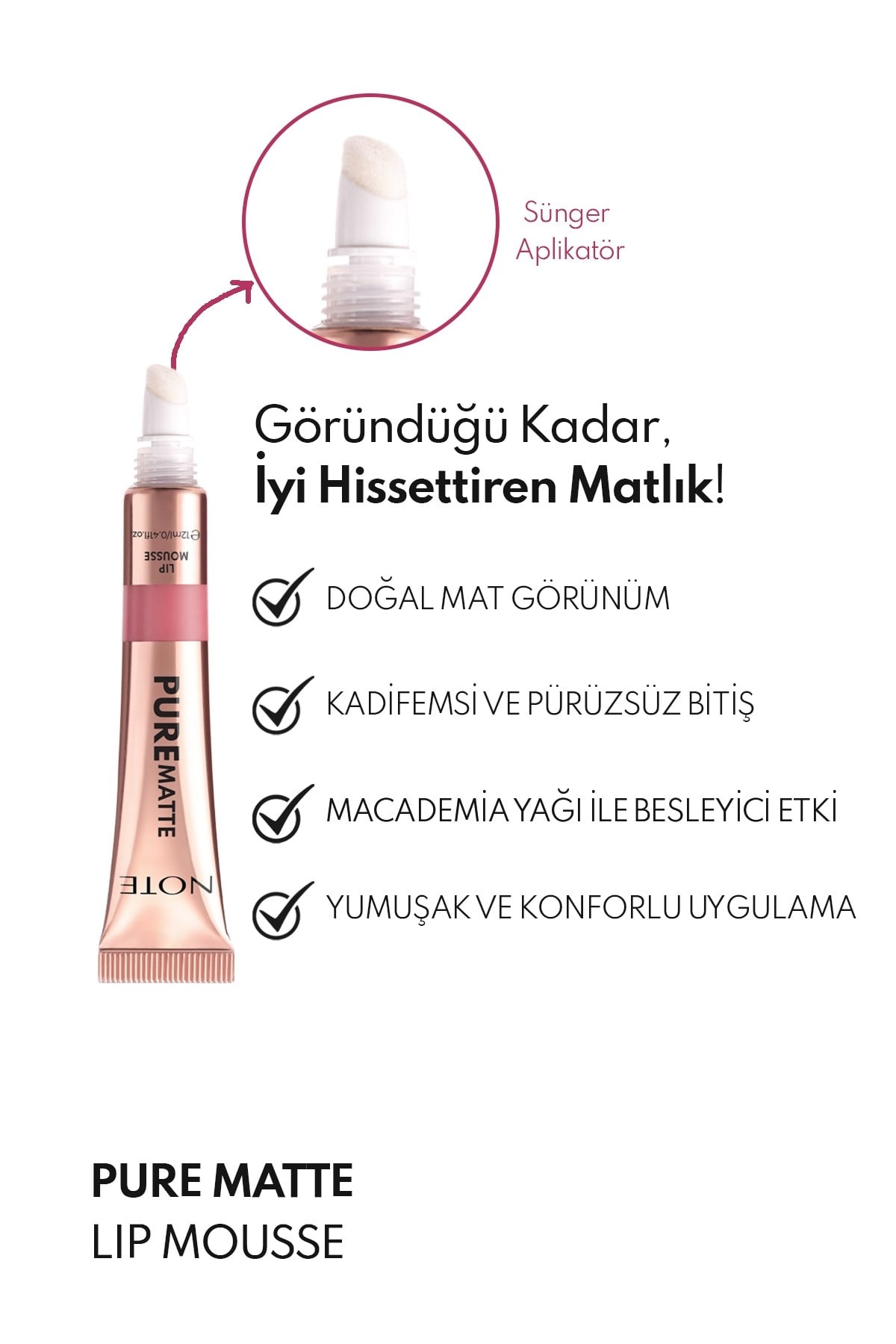 Note Pure Matte Lip Mousse 20 Mystic Rose Kadifemsi Mat Likit Ruj - Pembe-30111662