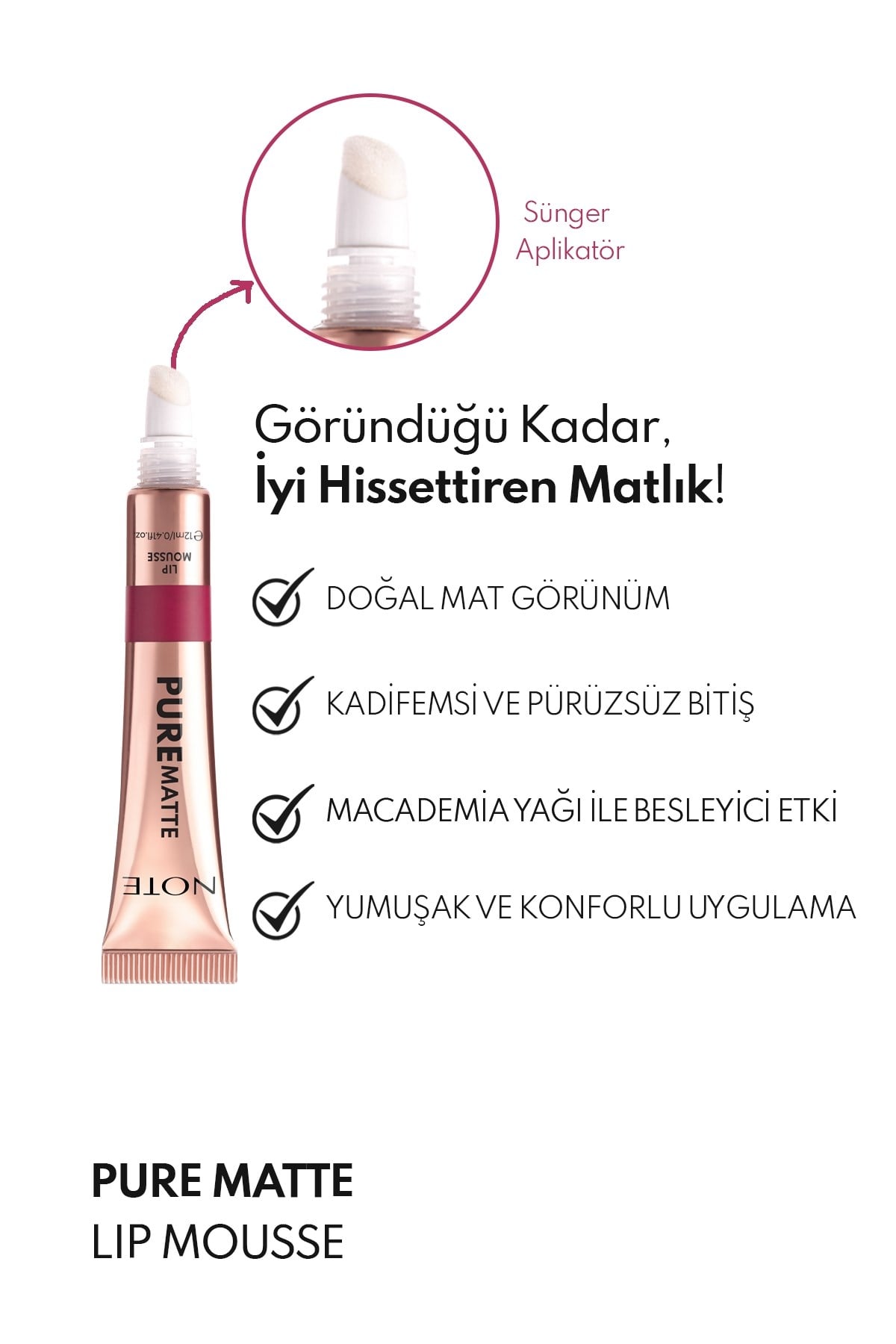 Note Pure Matte Lip Mousse 60 Wild Berry Kadifemsi Mat Likit Ruj - Bordo-30111666