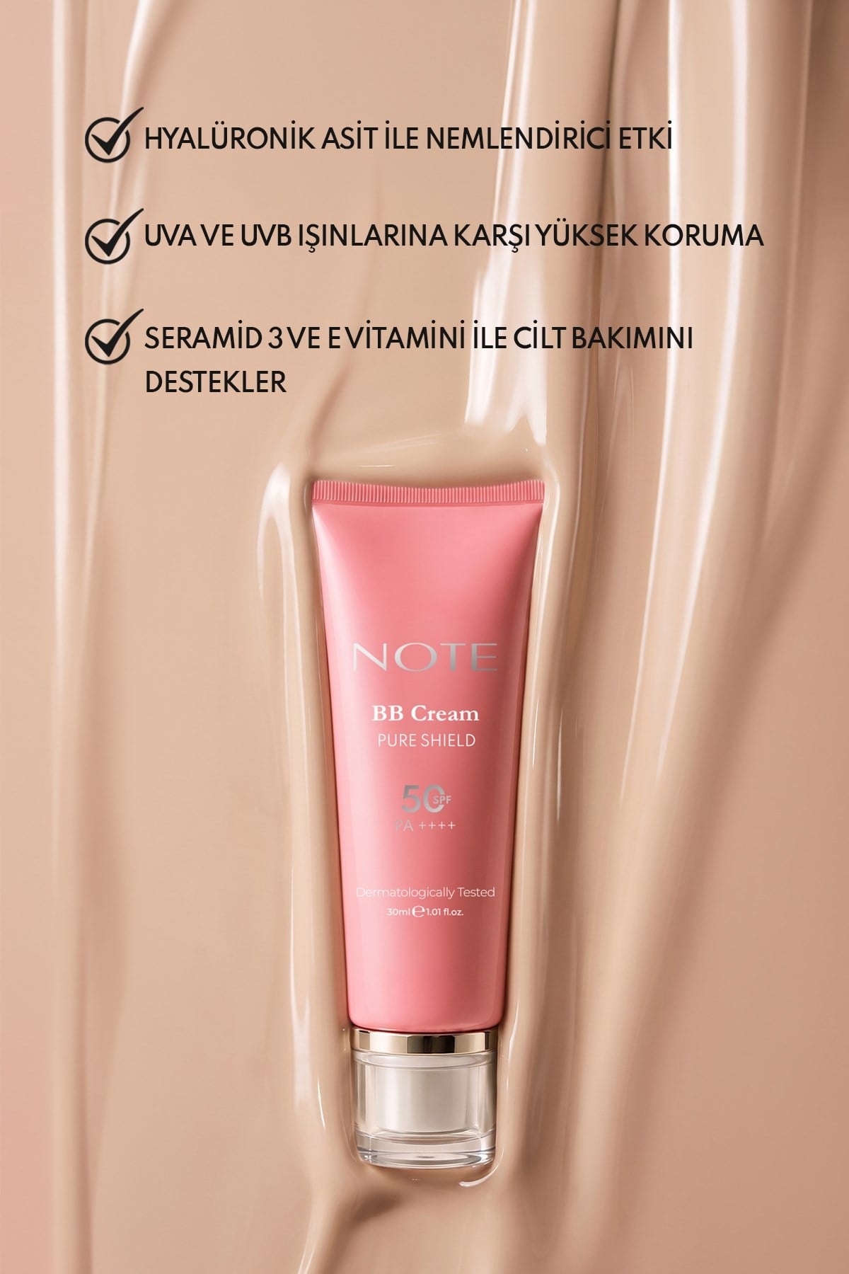Note BB Cream Pure Shield SPF 50+ PA++++ Hyalüronik Asit ve Seramid İçerikli BB Krem - 30 Orta Koyu-30111676