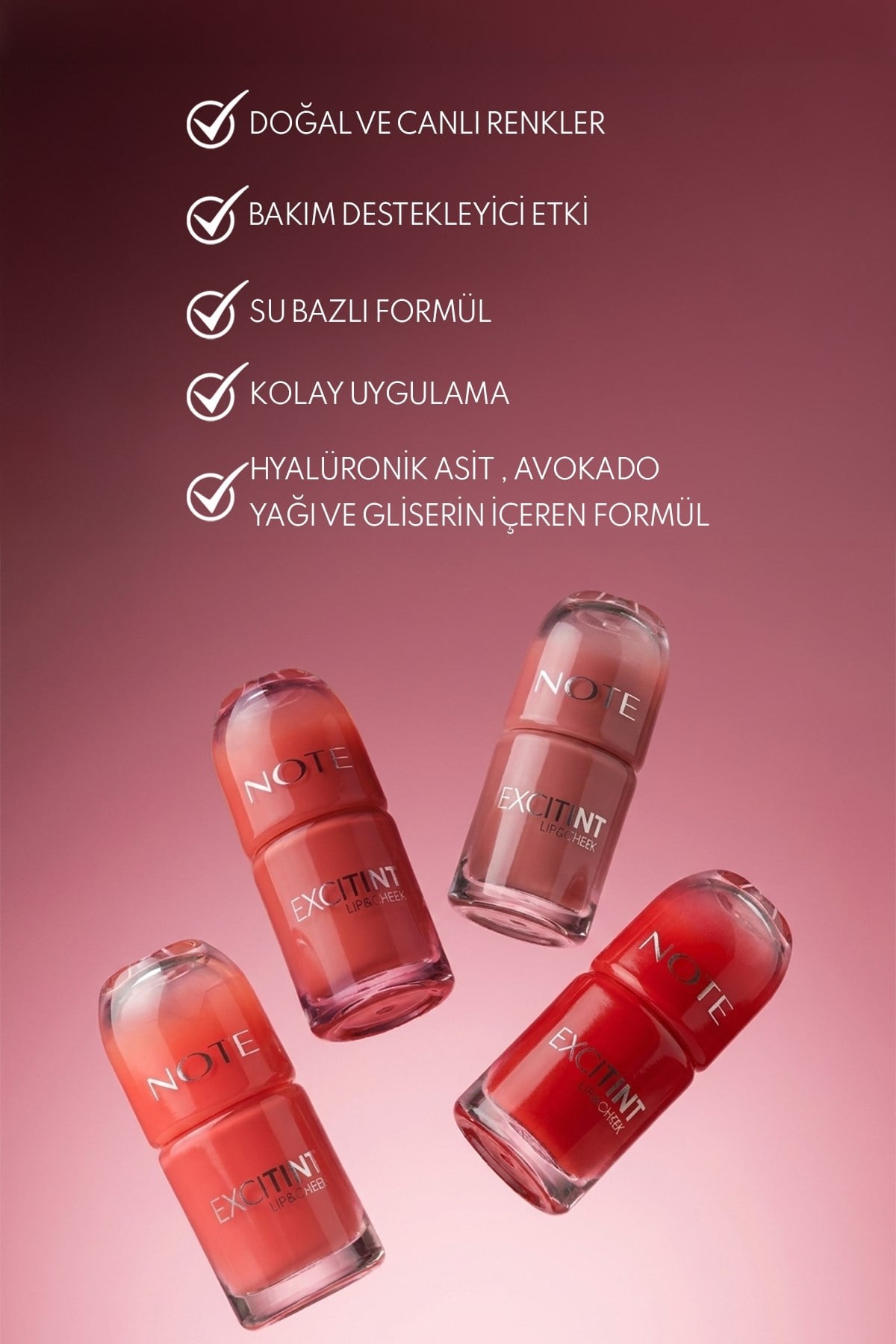 Note Excitint Lip & Cheek 20 Nude Harmony Dudak ve Yanak Renklendirici Tint Likit Allık-30111681