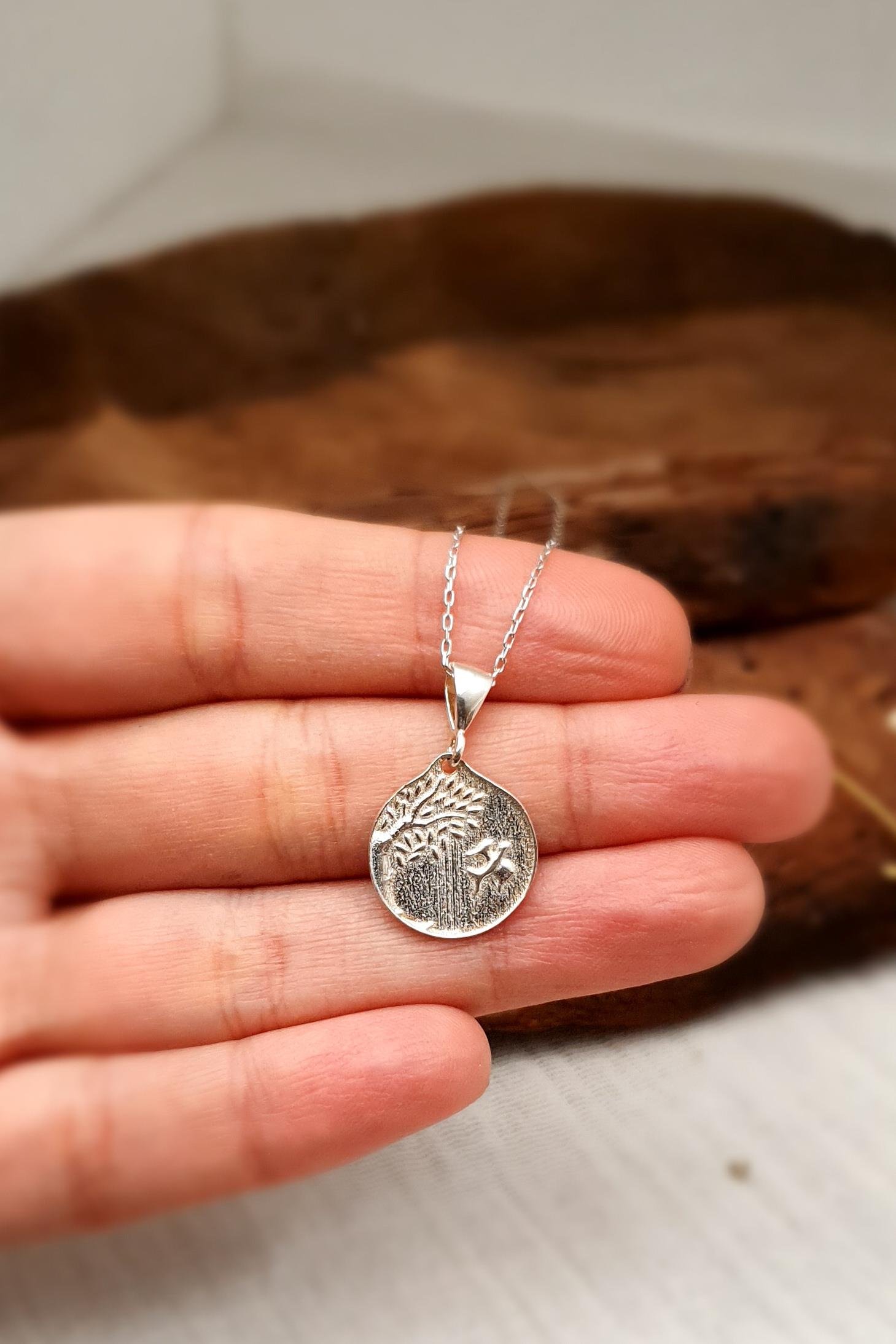 Ağaç ve Martı Kolye Gümüş El Yapımı