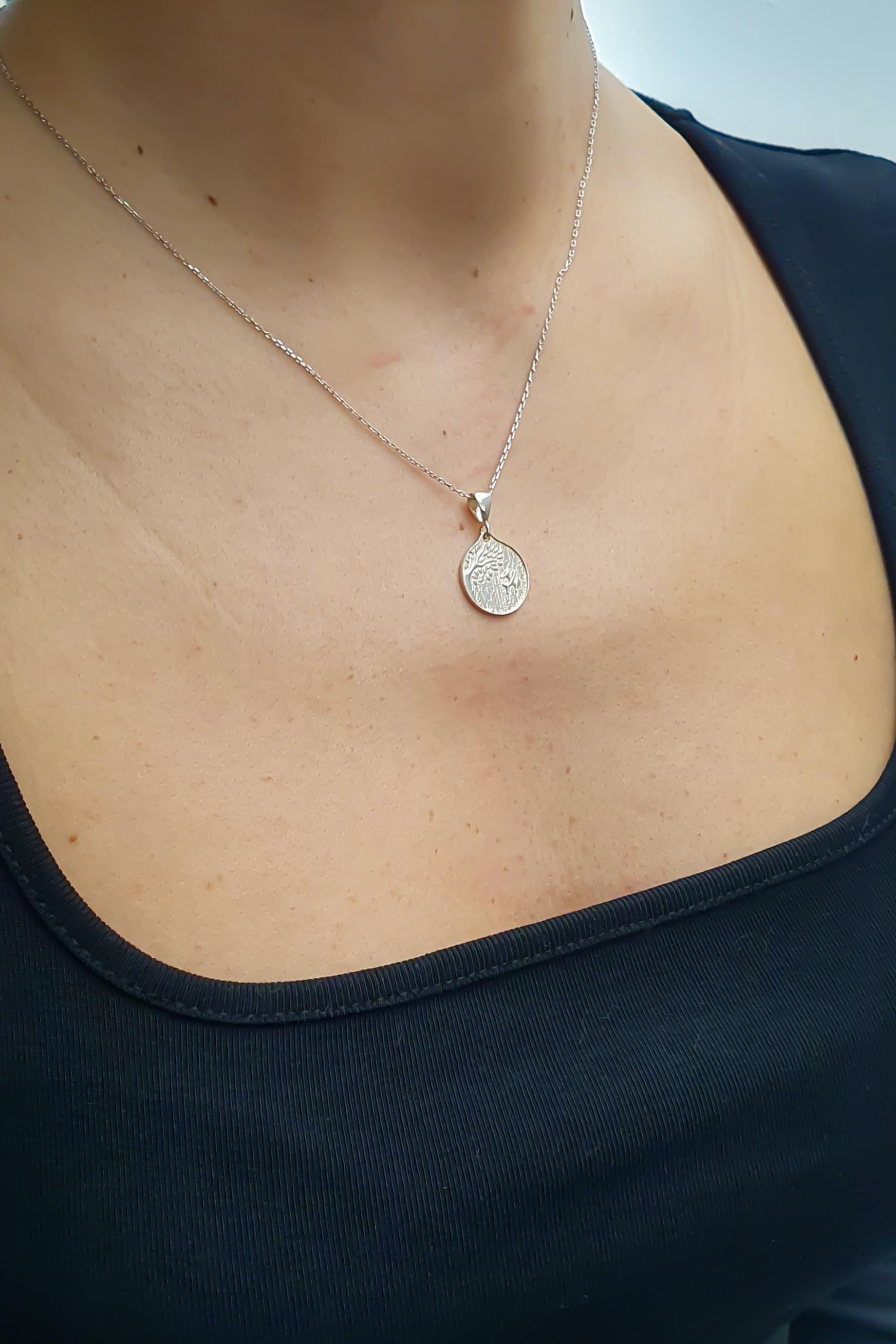 Ağaç ve Martı Kolye Gümüş El Yapımı