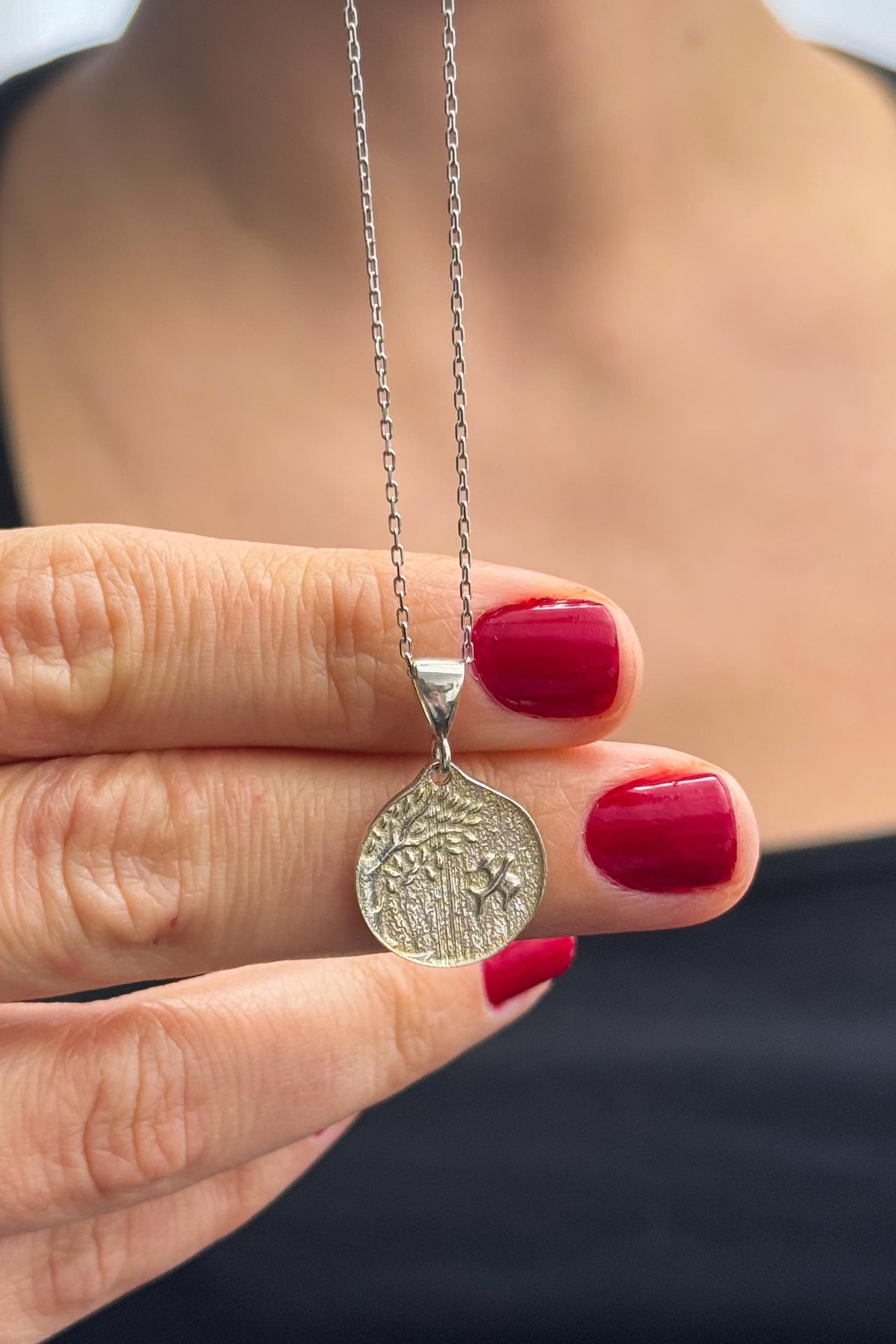 Ağaç ve Martı Kolye Gümüş El Yapımı