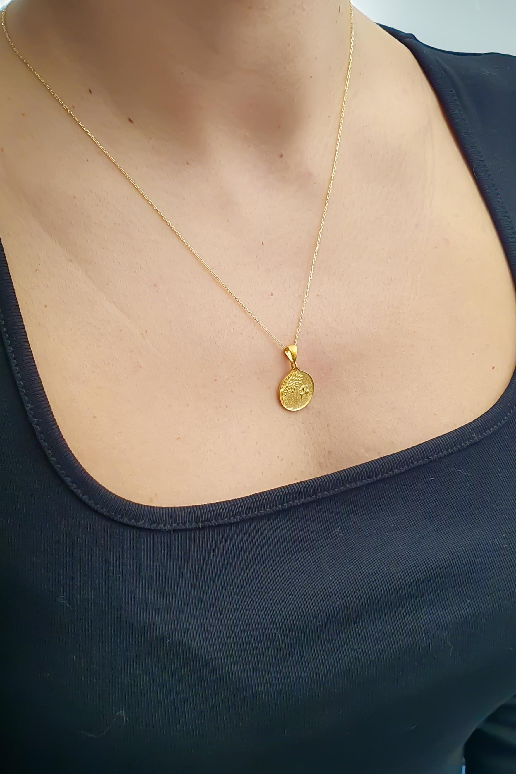 Ağaç ve Martı Kolye Gümüş Üzeri Altın Kaplama  El Yapımı