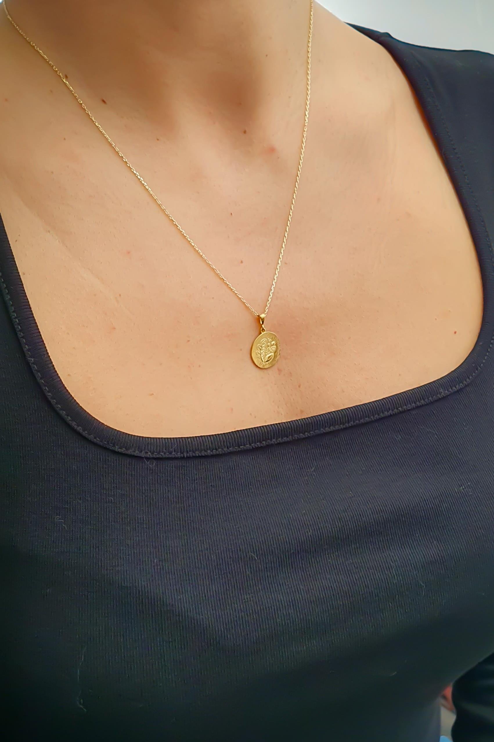 Akasya Kolye Gümüş Üzeri Altın Kaplama El Yapımı