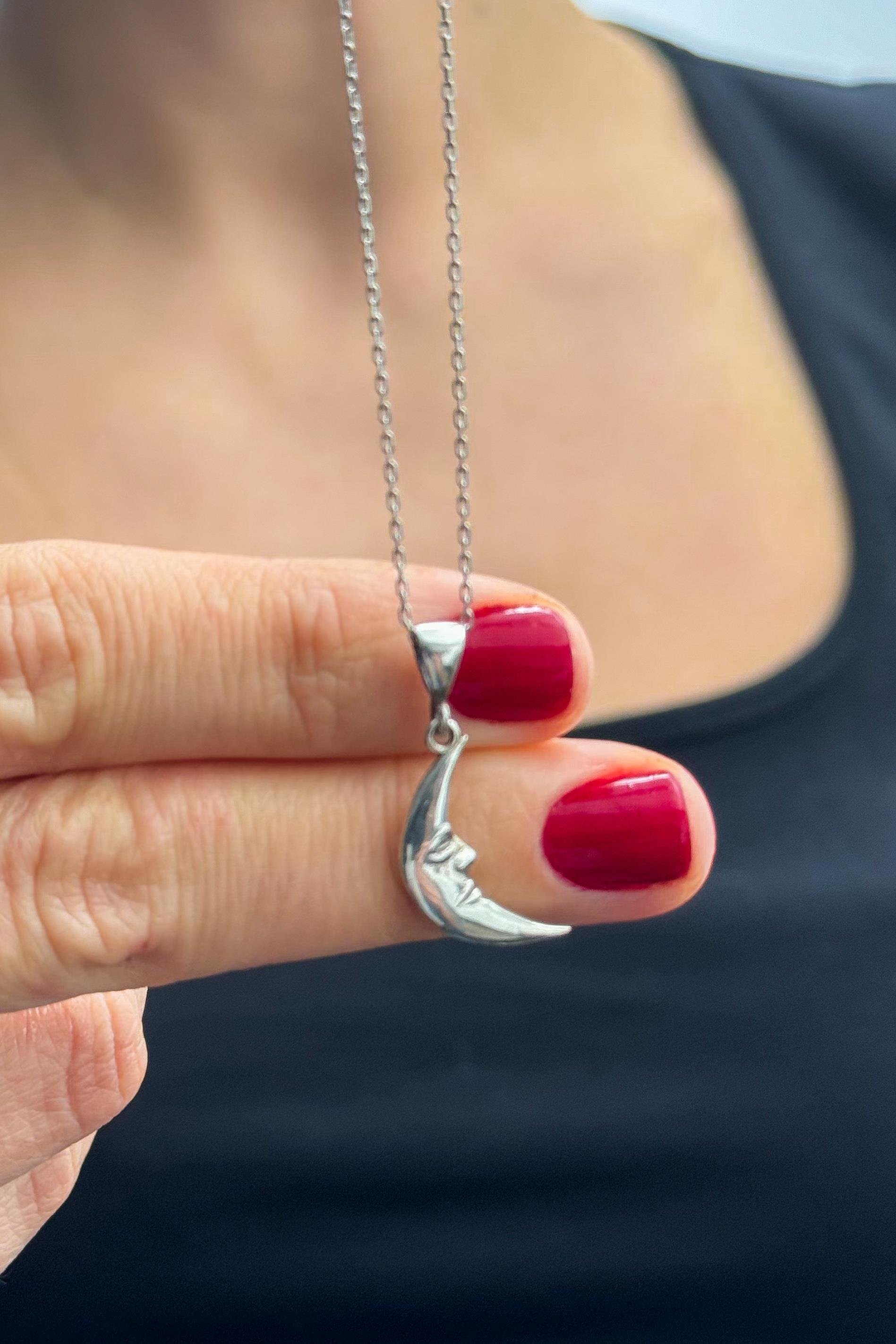 Ay Kolye Gümüş El Yapımı