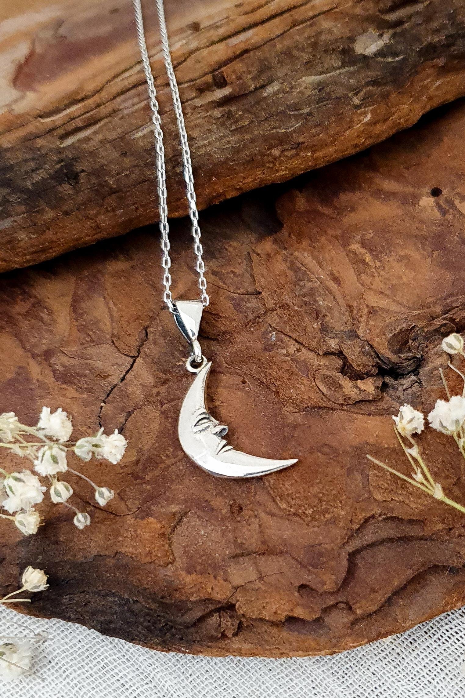 Ay Kolye Gümüş El Yapımı