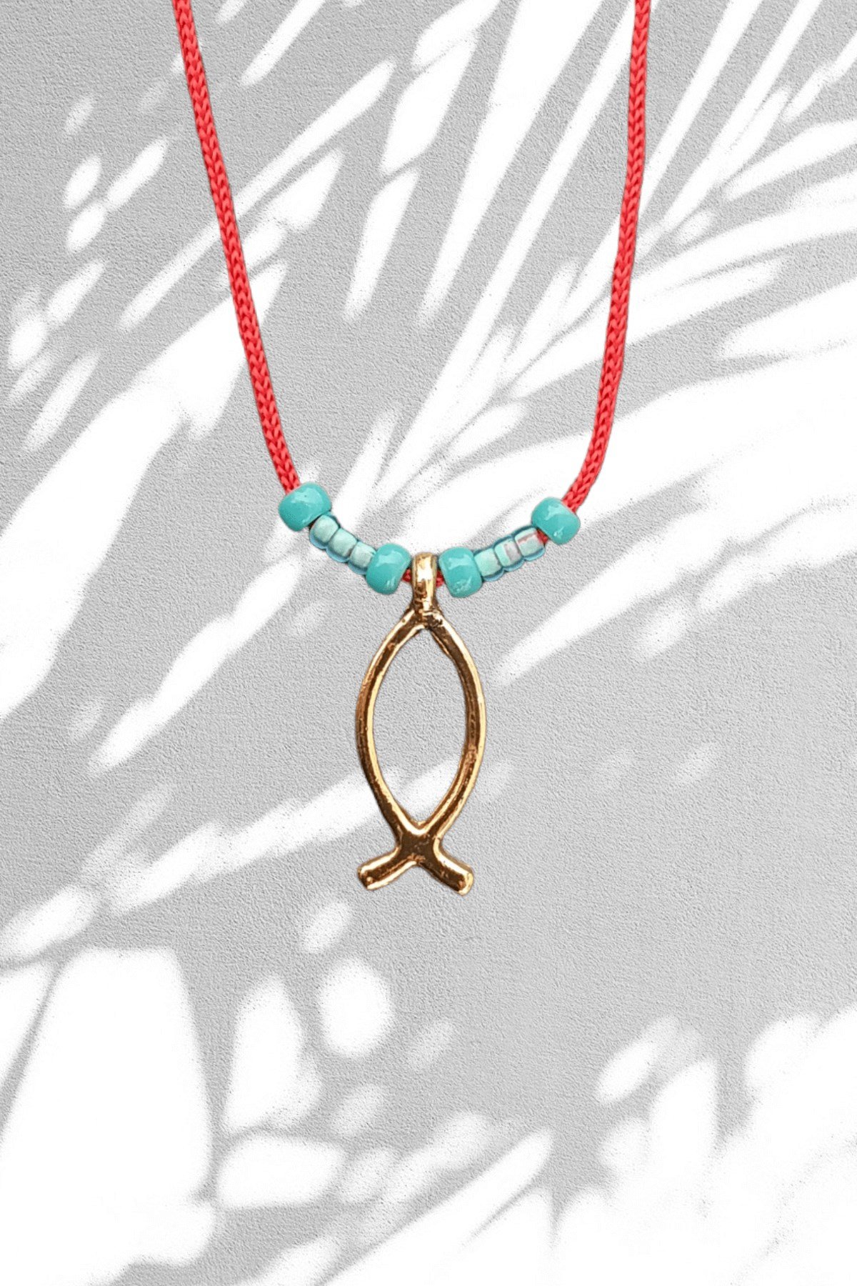 Balık Figürlü Şans Kolyesi - Kırmızı İp Kolye - Dilek Kolyesi