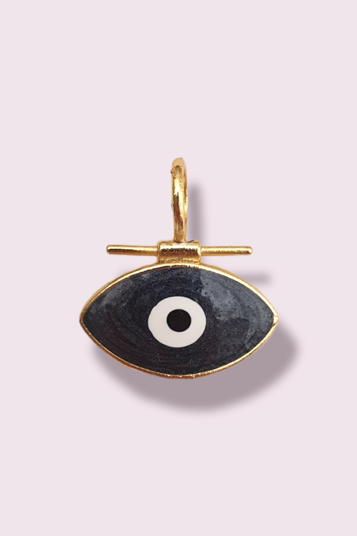 Büyük Halkalı Göz Kolye Ucu - Evil Eye Kolye Ucu - Lacivert Mineli